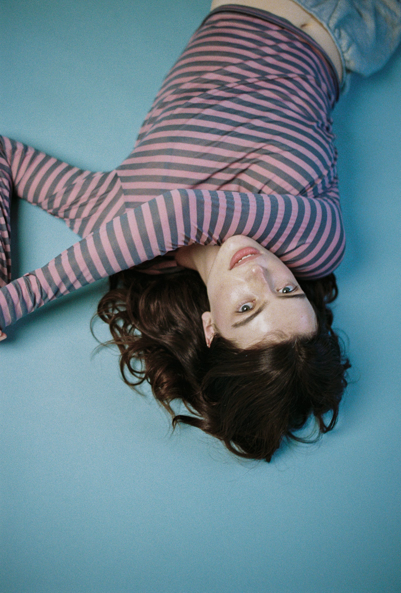 Women’s berry long sleeve top made from sustainable upcycled cotton-tencel, soft and breathable