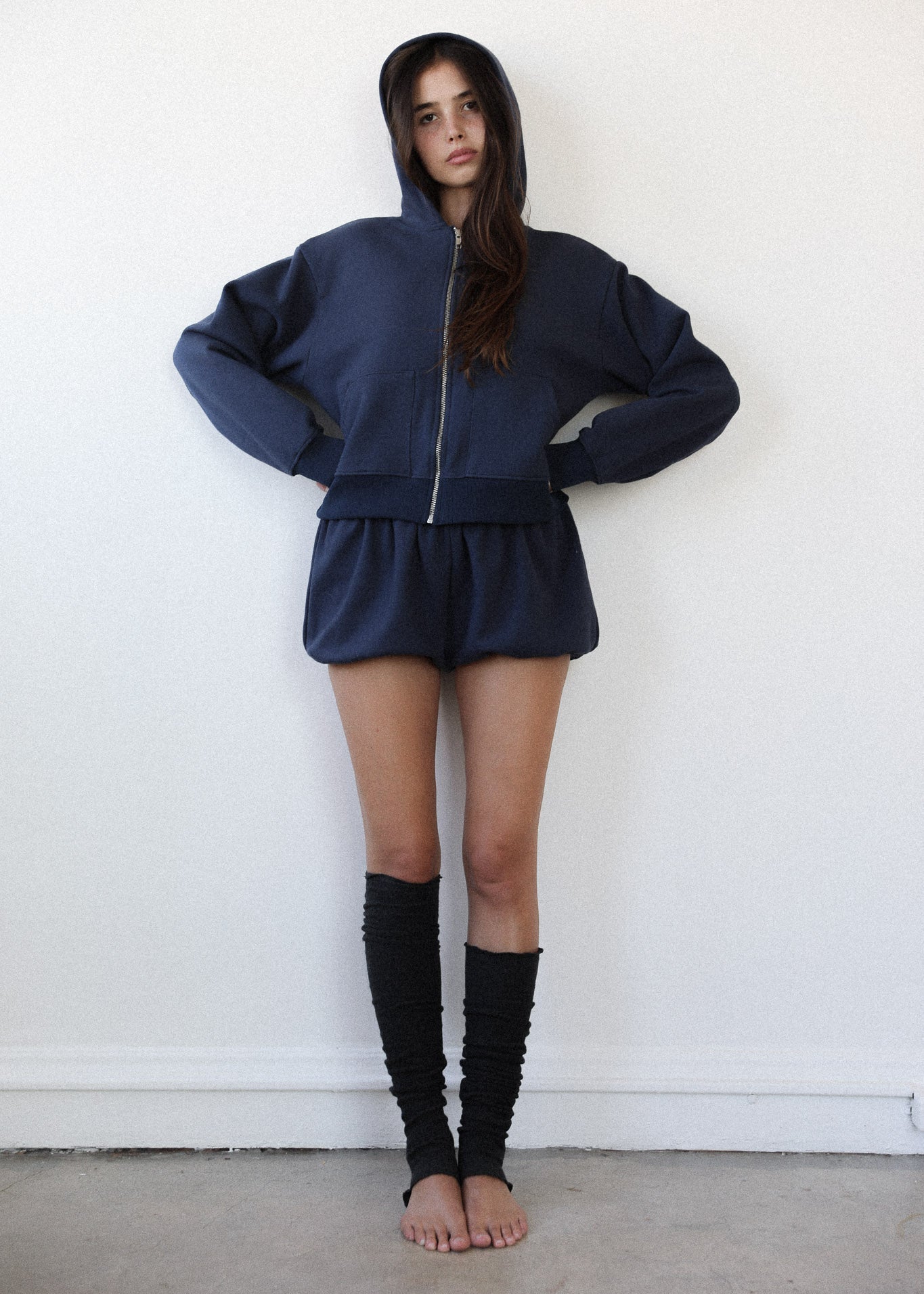 Vintage-inspired women’s hoodie with French terry bloomers
