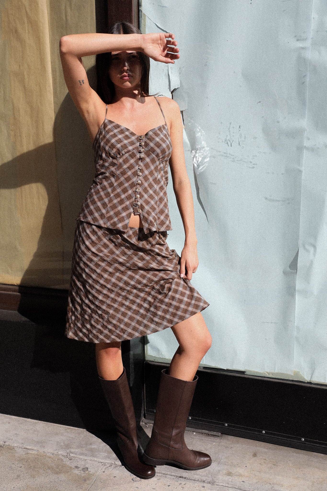 The 90's Bias Mini Skirt Brown Plaid