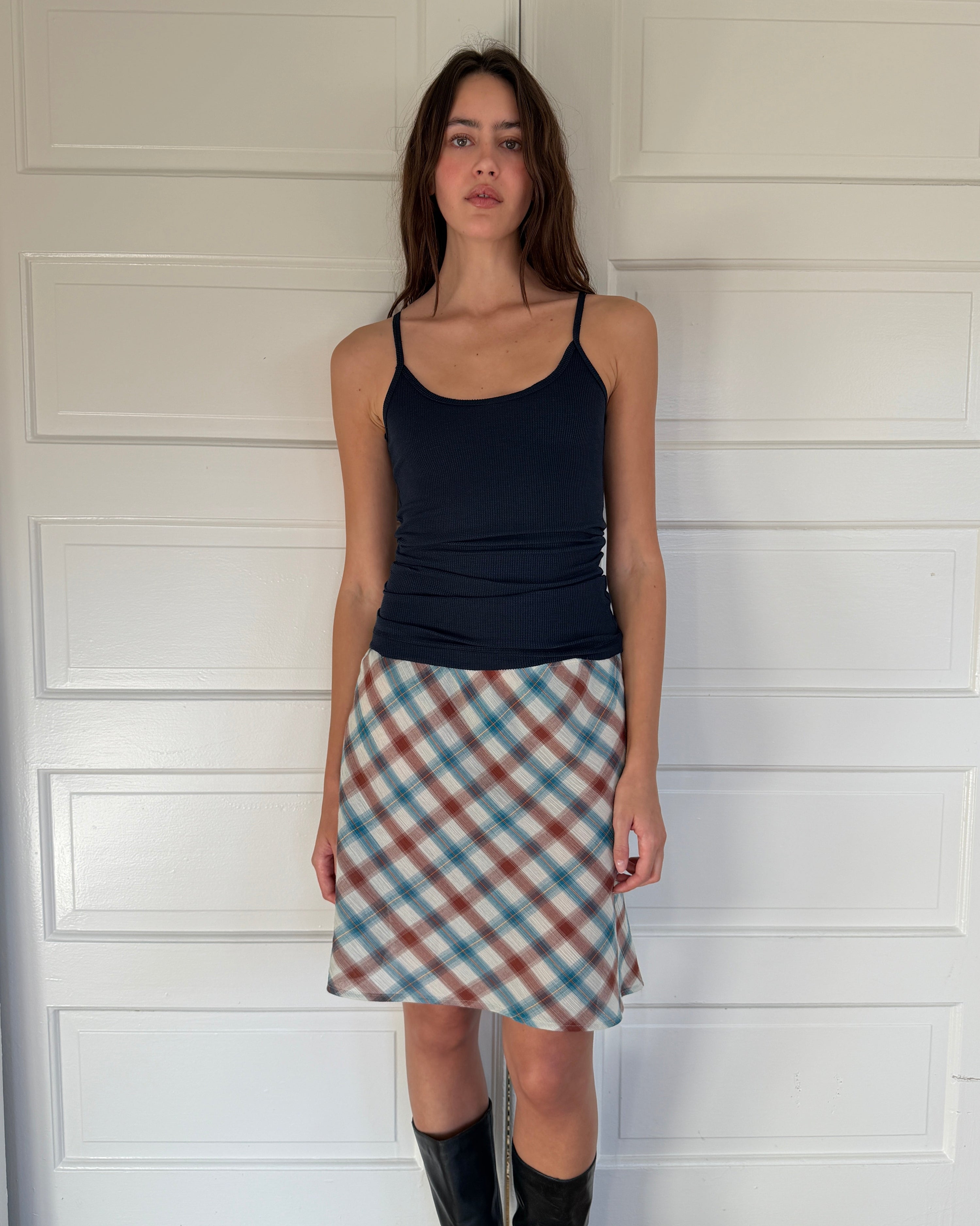 Starla Navy Waffle Tank Top