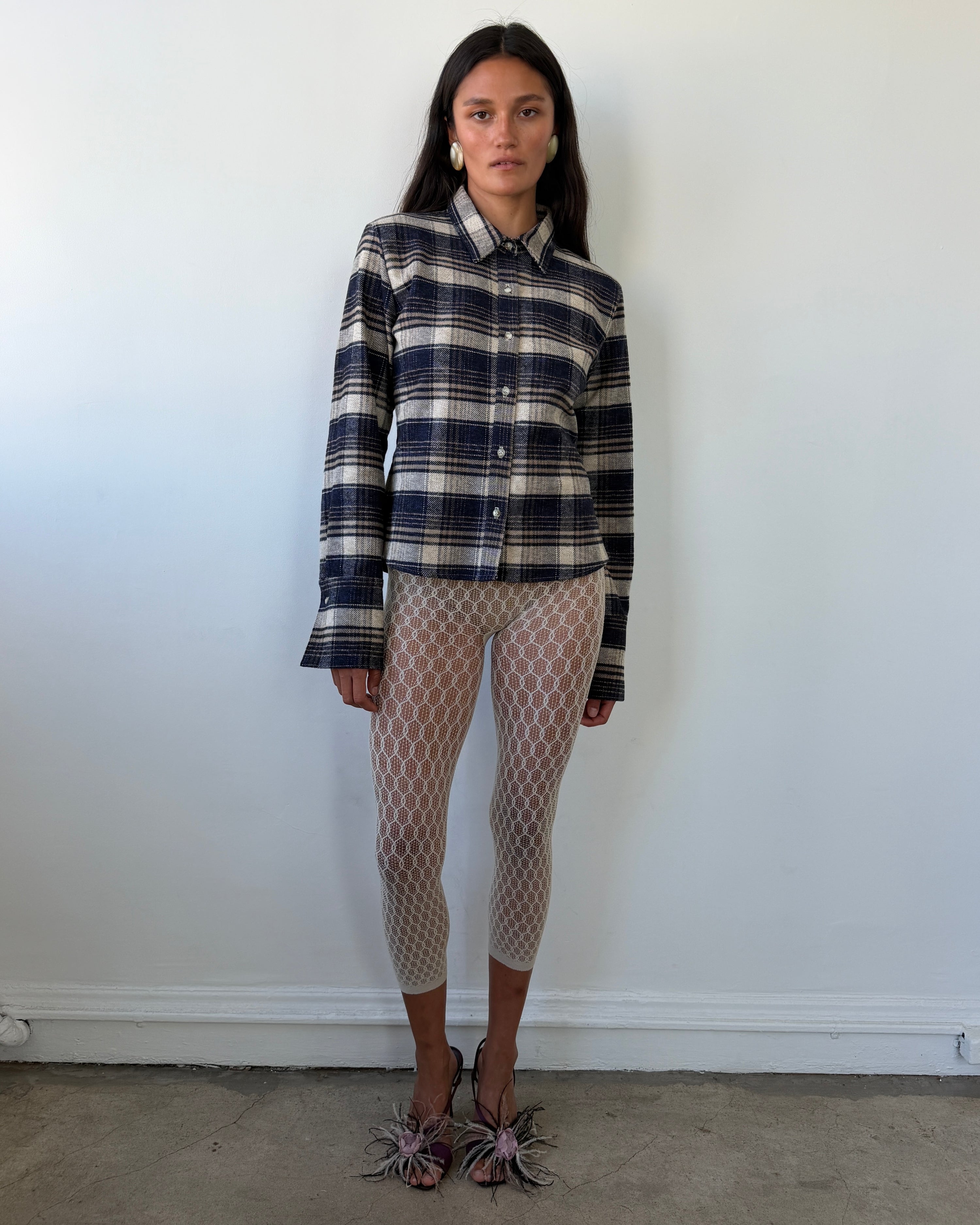 Charlie Button Up Navy Plaid Flannel