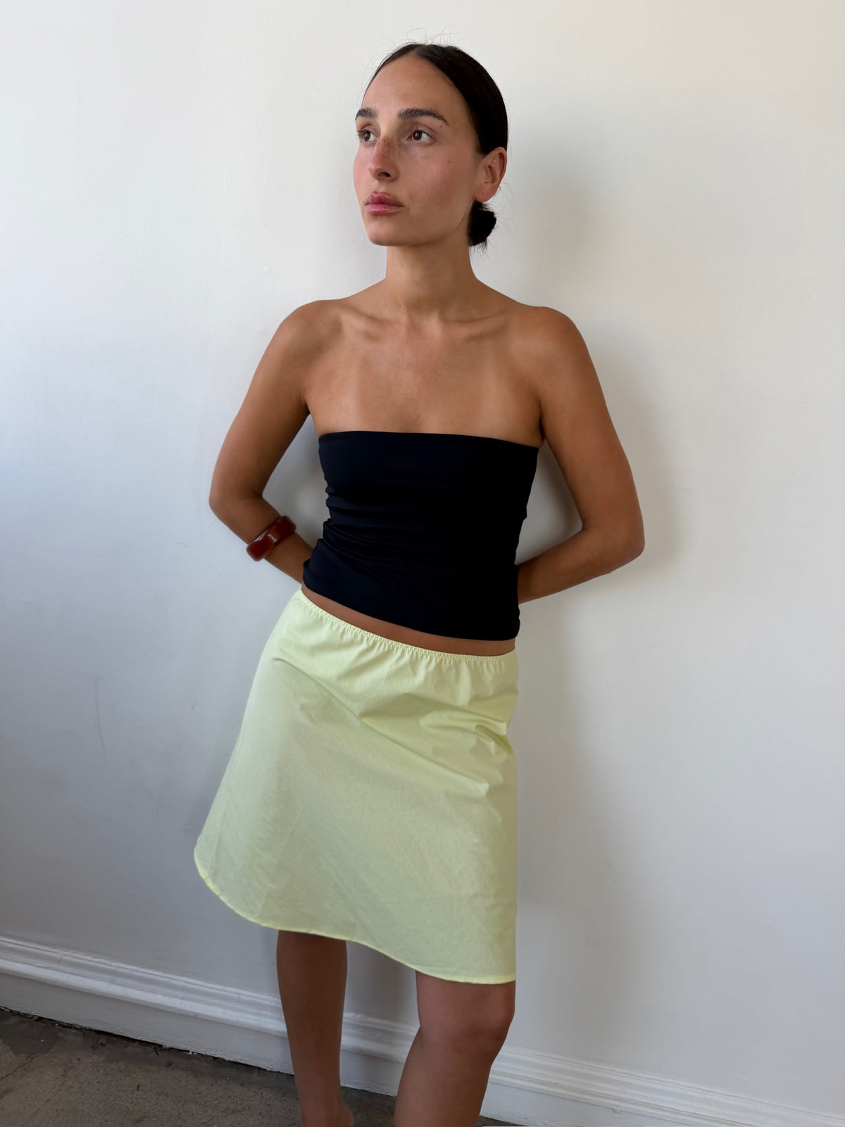 The 90's Bias Mini Skirt Lime