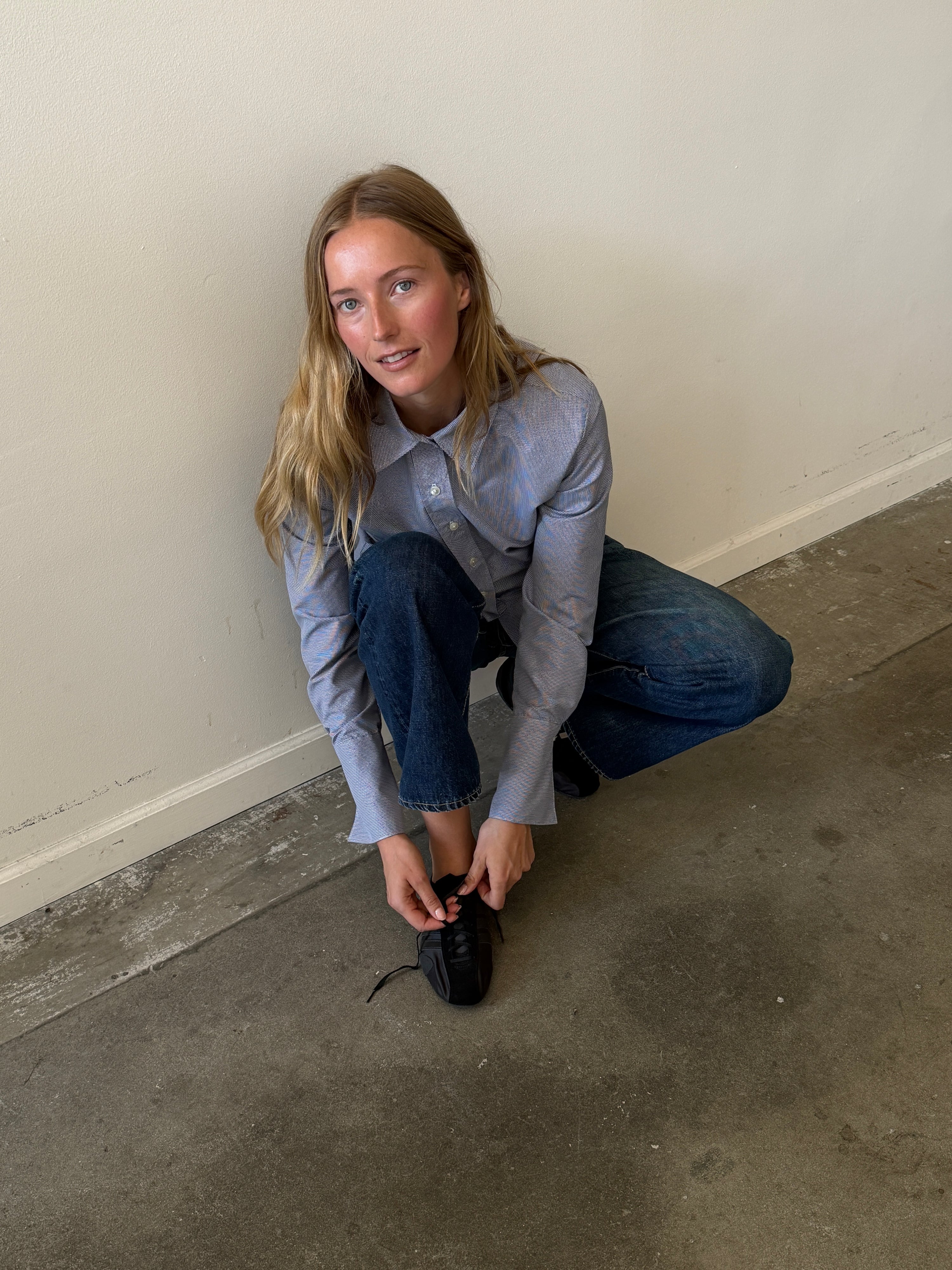 Charlie Button Up Tiny Navy Gingham