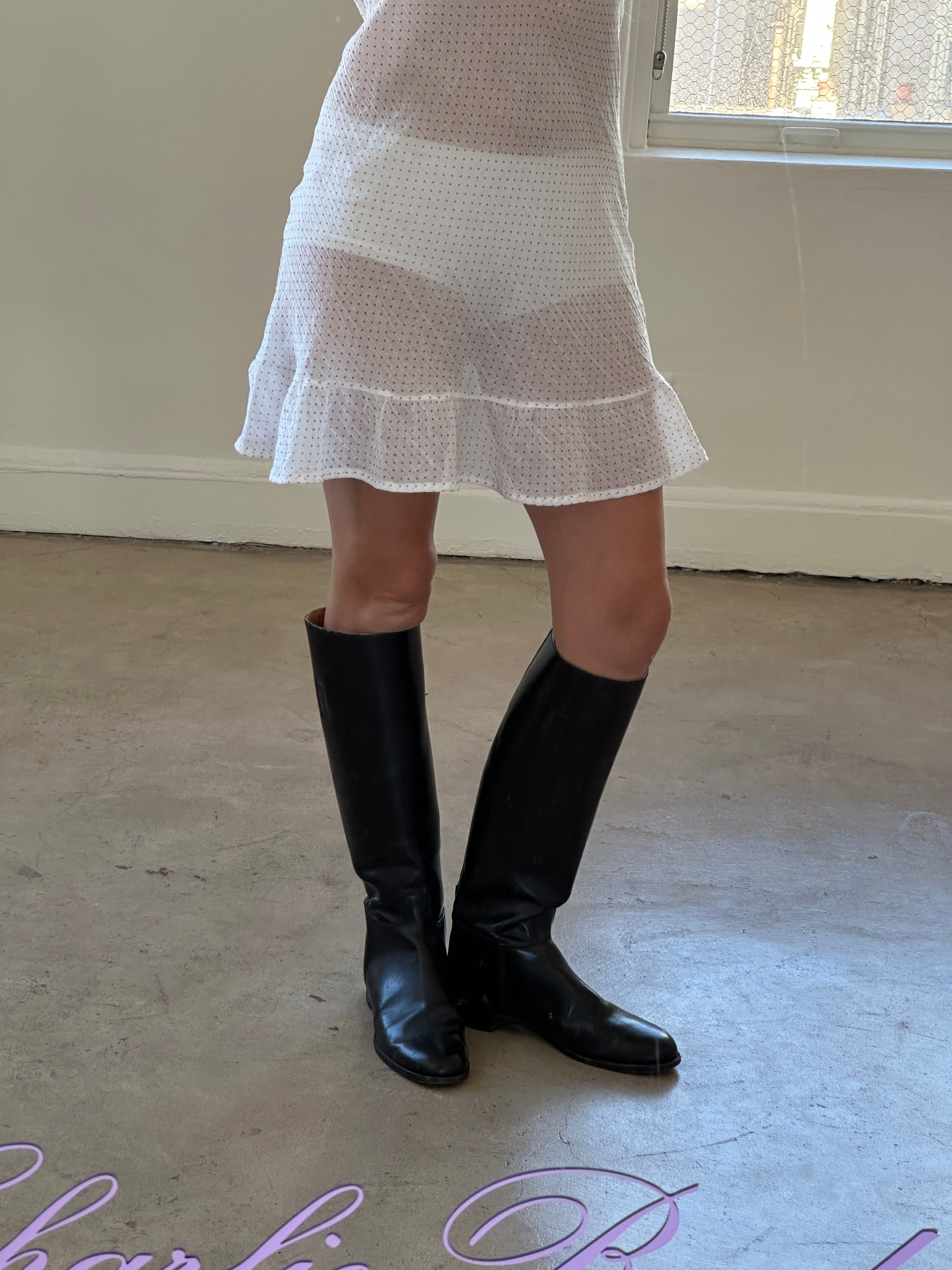 Flutter Dress Pink Polka Dot