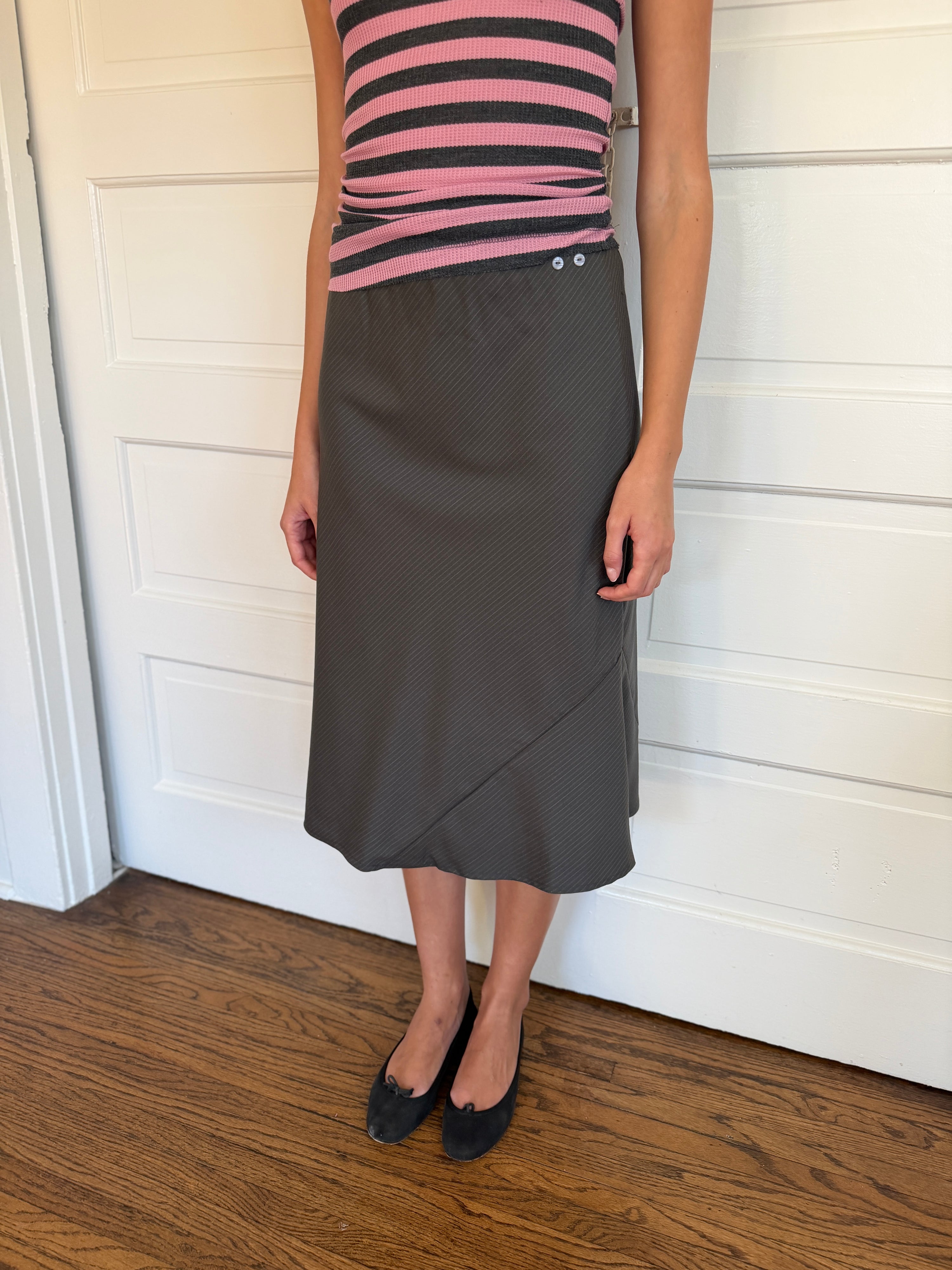 The 90's Bias Skirt Slack Stripe Grey
