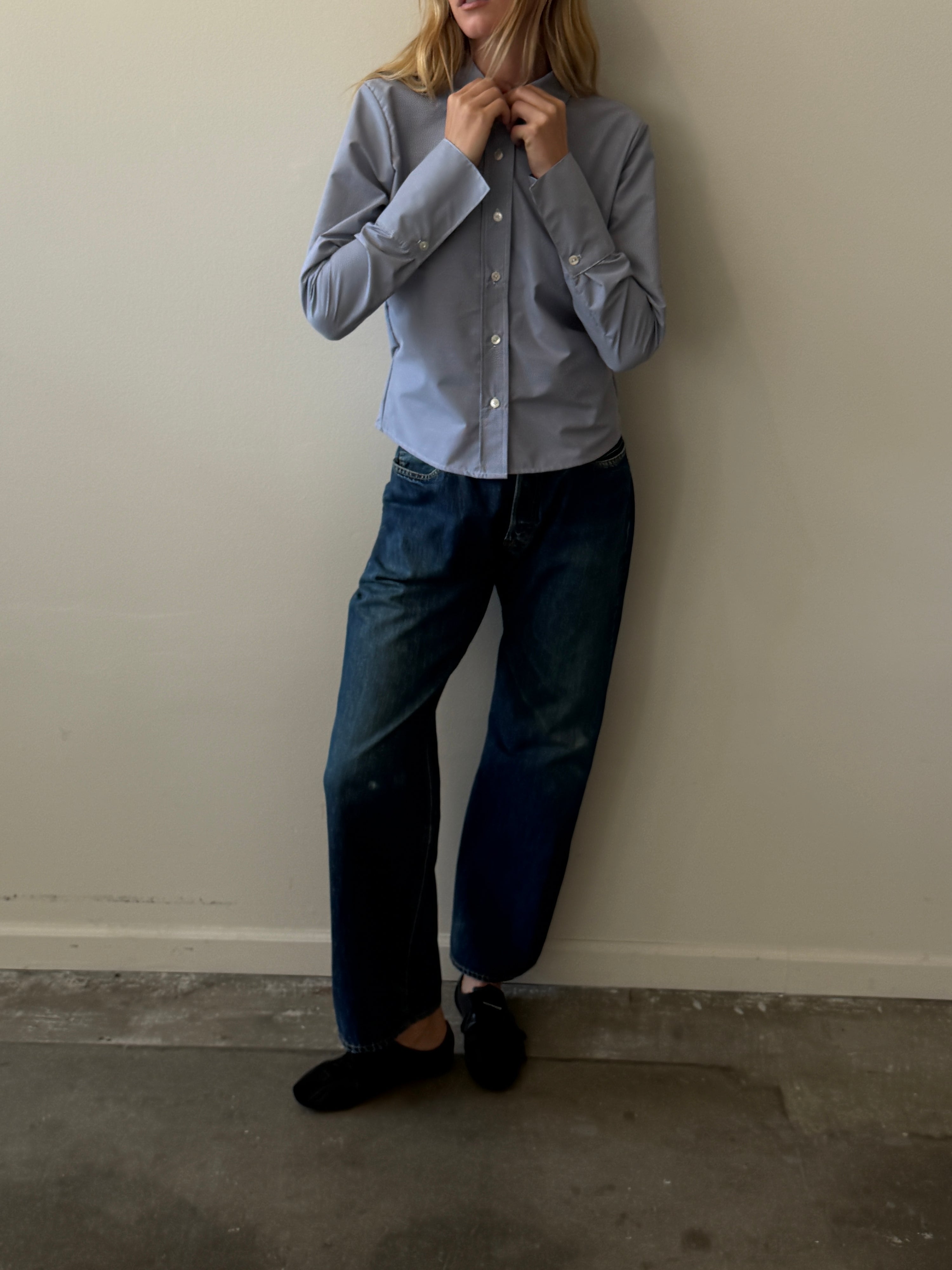 Charlie Button Up Tiny Navy Gingham
