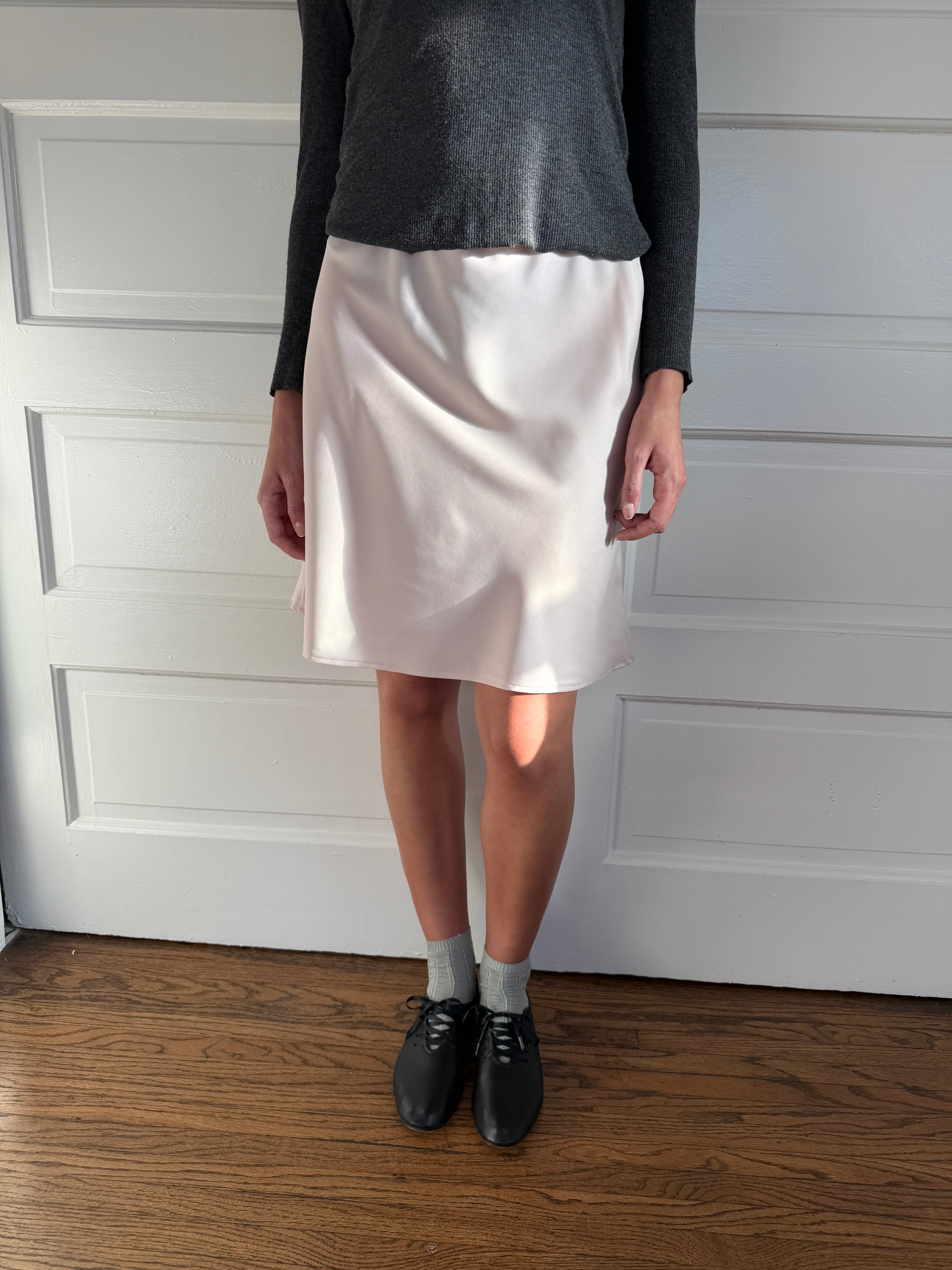 The 90's Bias Mini Skirt Ballet Pink Silk