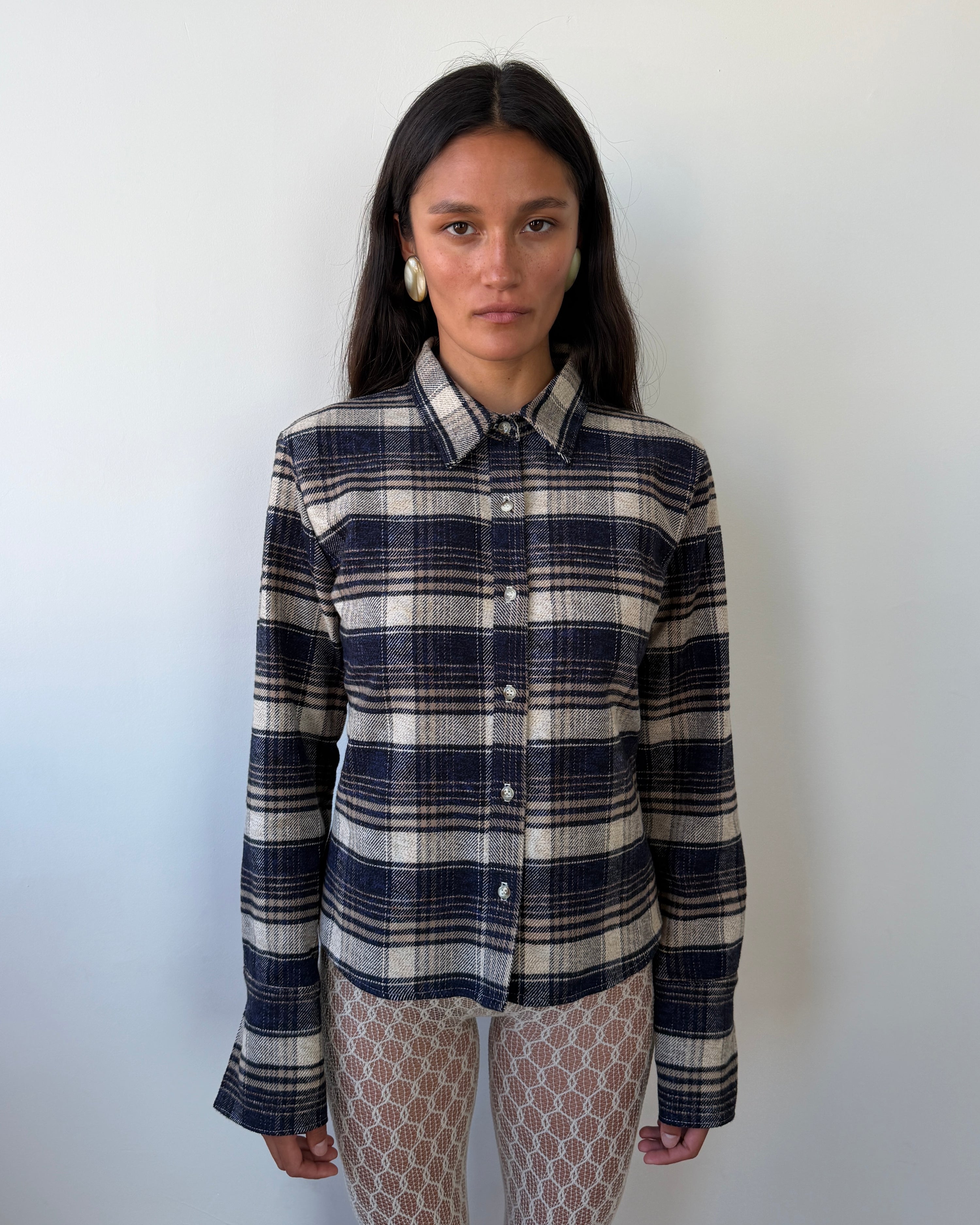 Charlie Button Up Navy Plaid Flannel