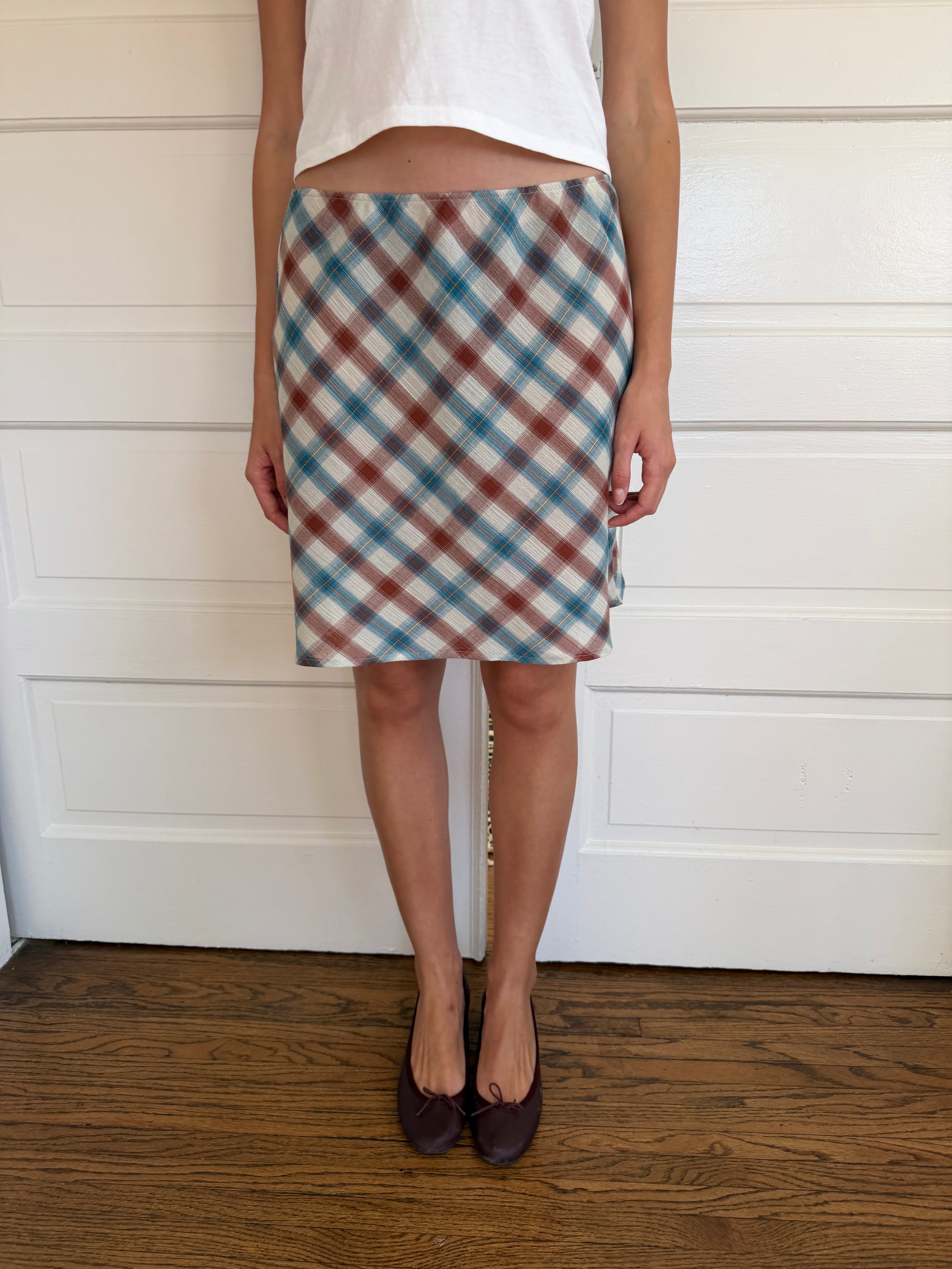 The 90's Bias Mini Skirt Chestnut Plaid