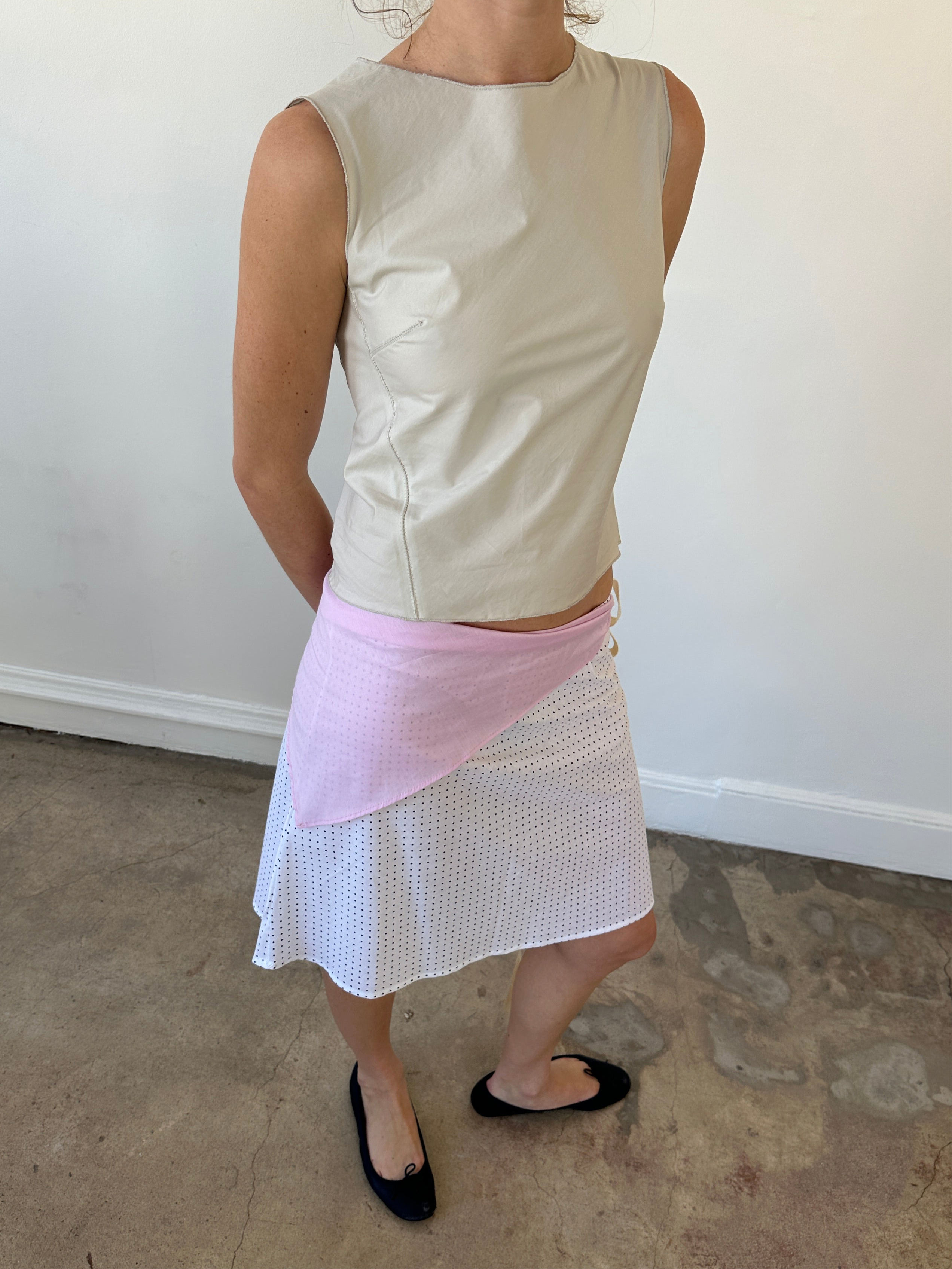 The 90's Bias Mini Skirt Navy Polka Dot