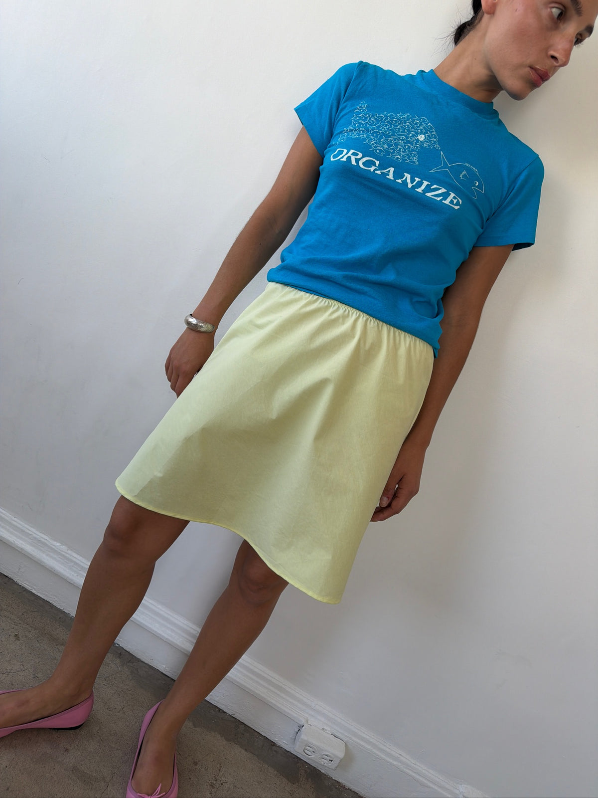 The 90's Bias Mini Skirt Lime