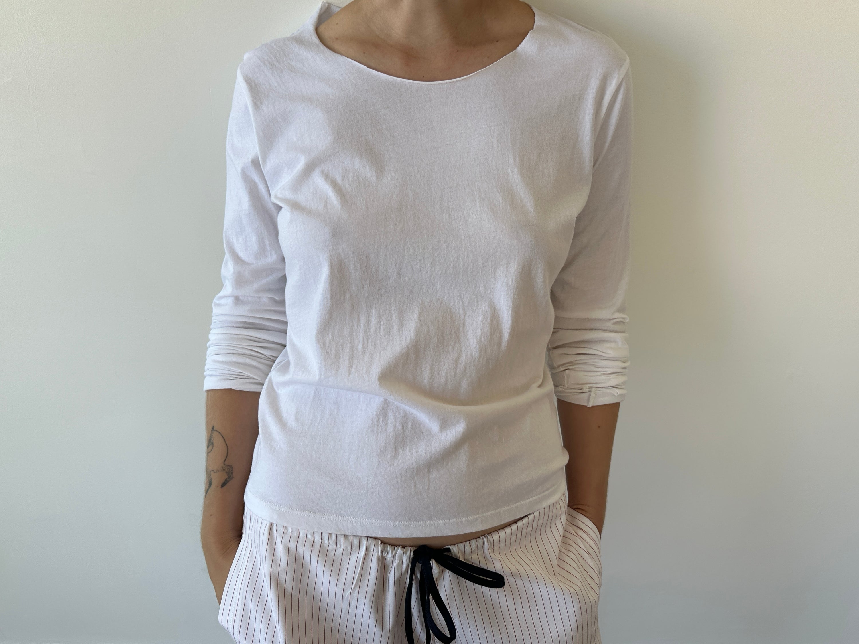 Jaden Long Sleeve White Tee