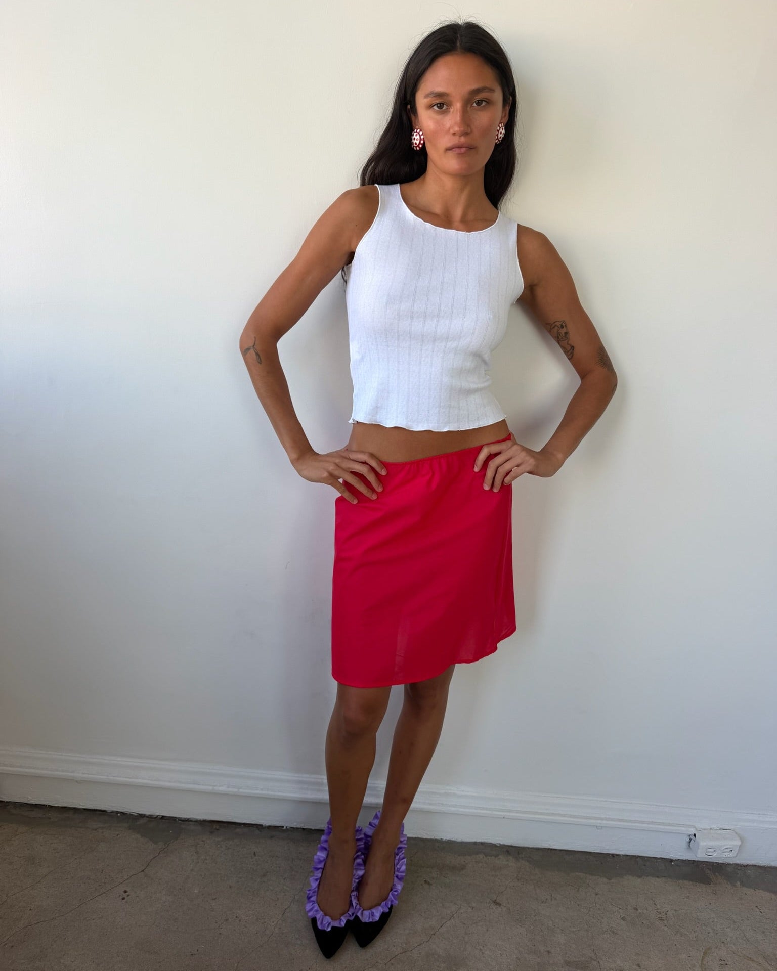 The 90's Bias Mini Skirt Red