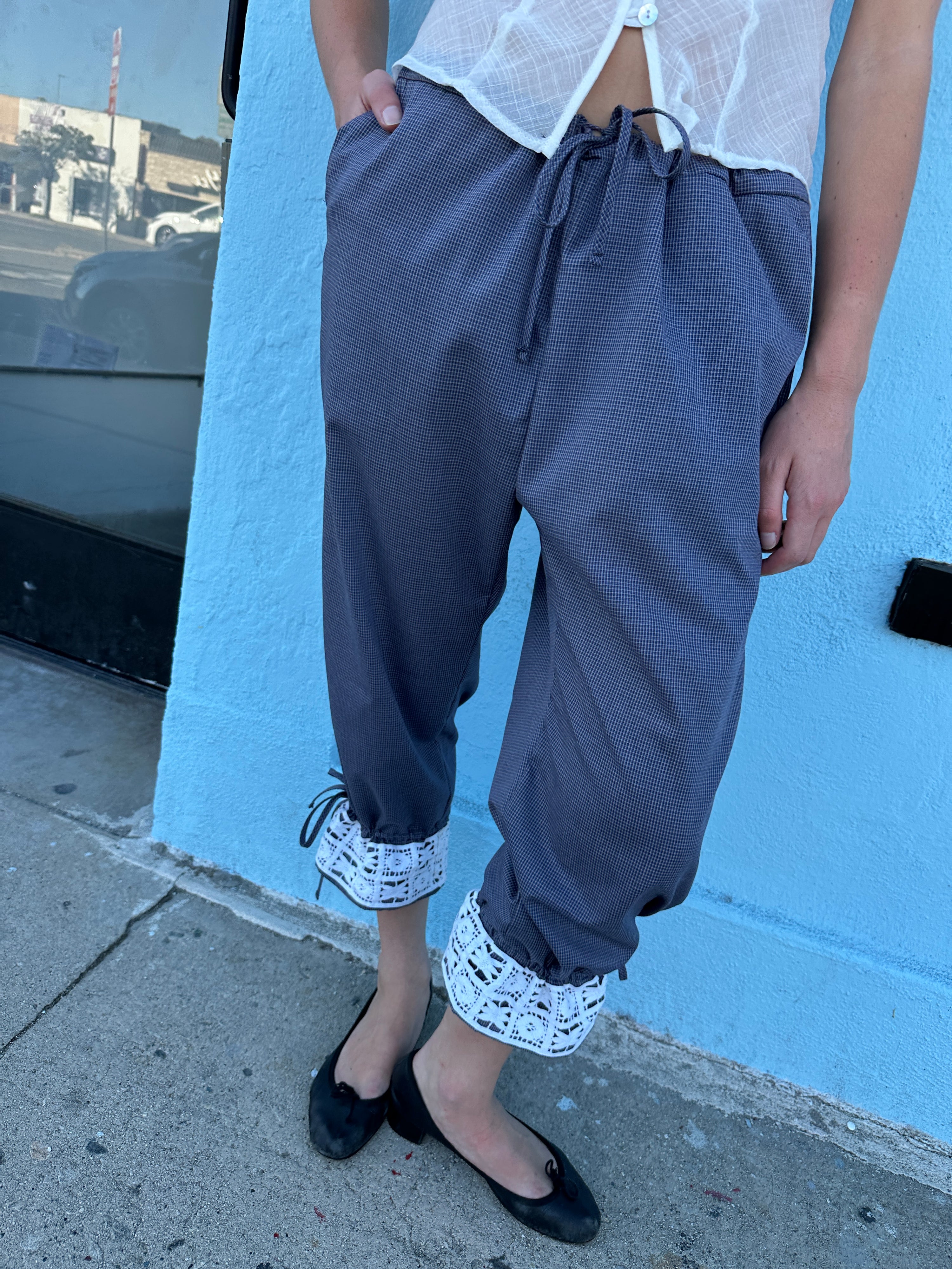 Capri Bloomer Navy Plaid Lace