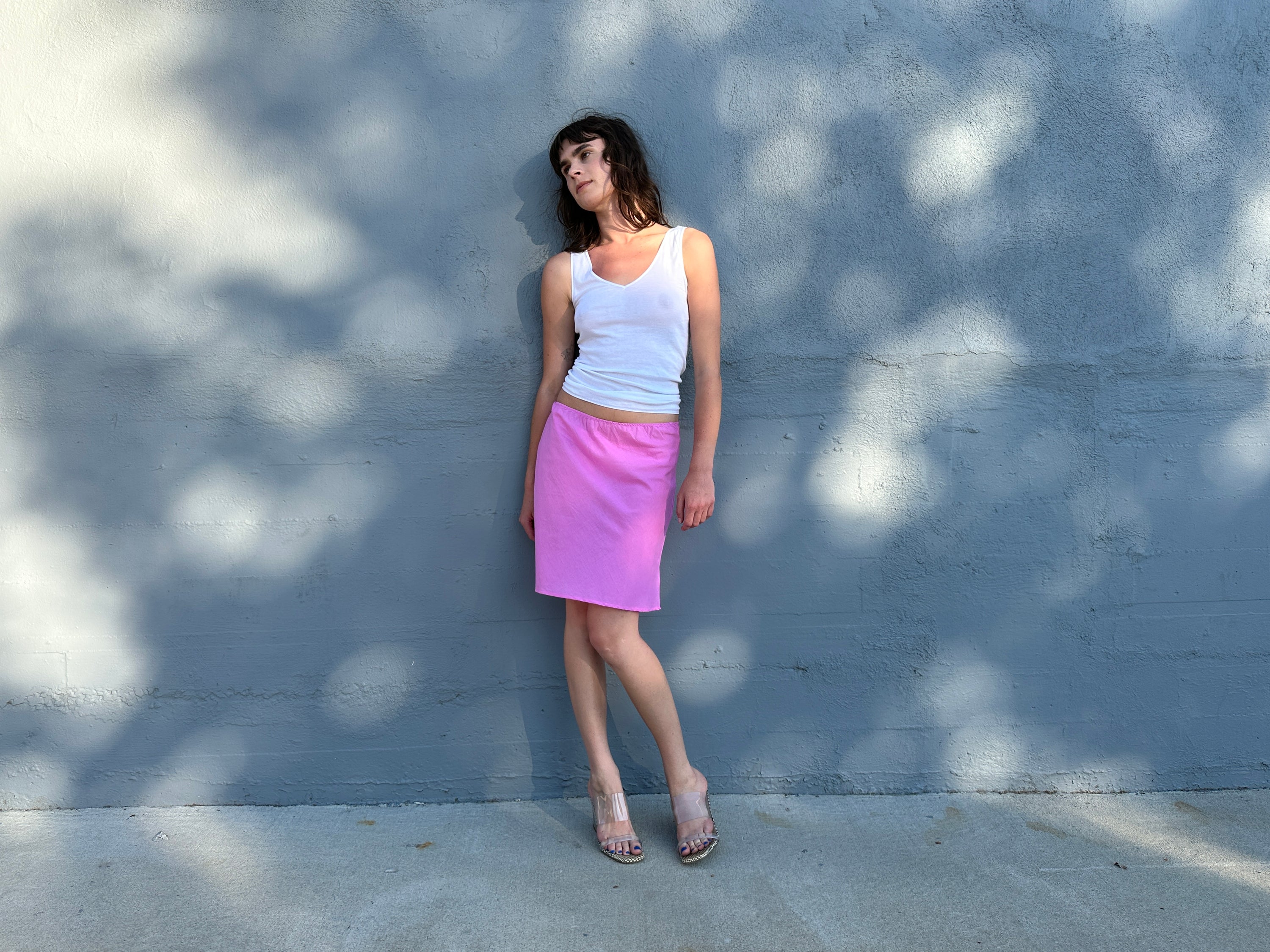 Neon pink skirt, playful women’s fashion piece from a brand known for vintage-inspired bloomers