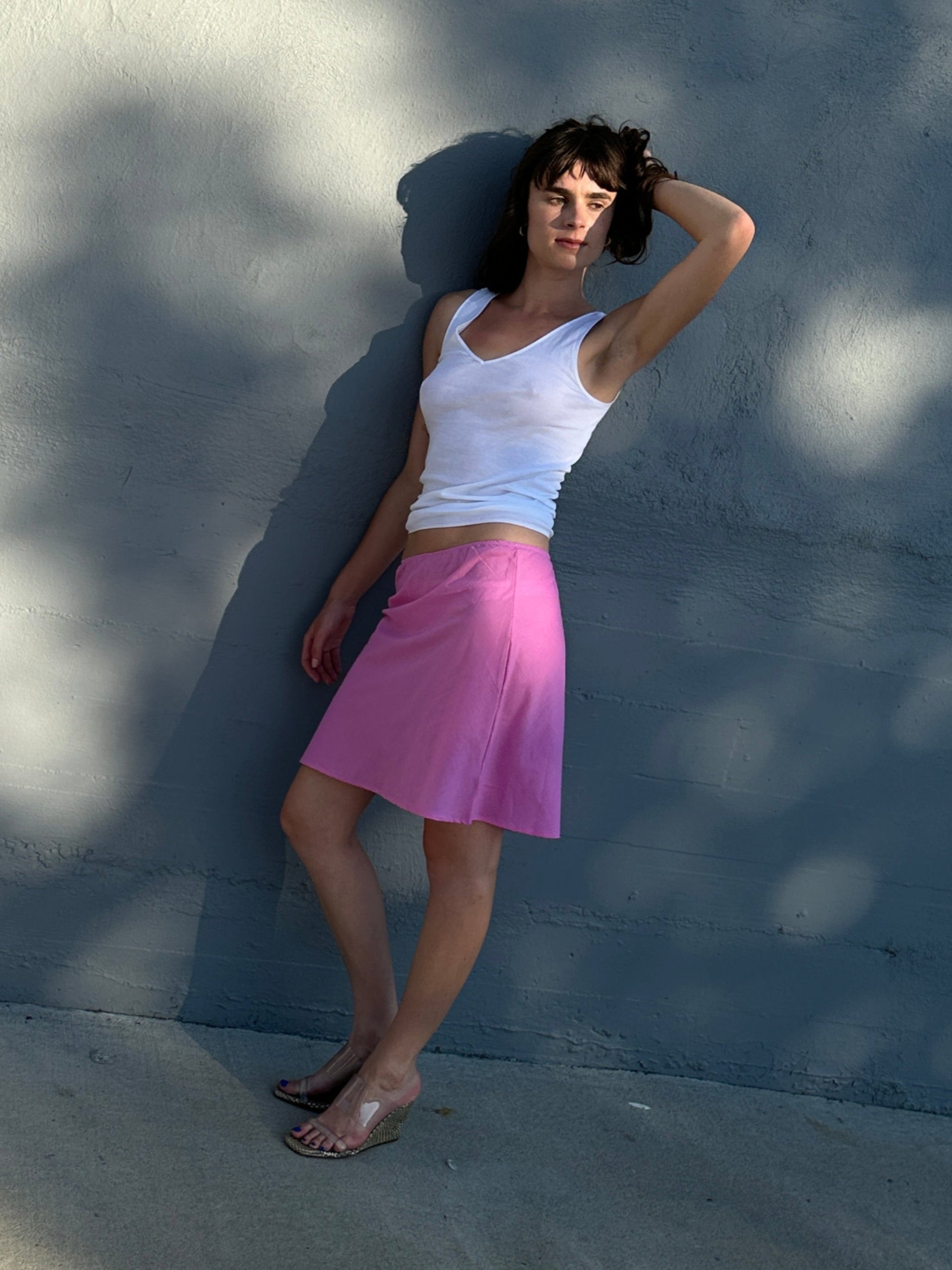 The 90's Bias Mini Skirt Pink