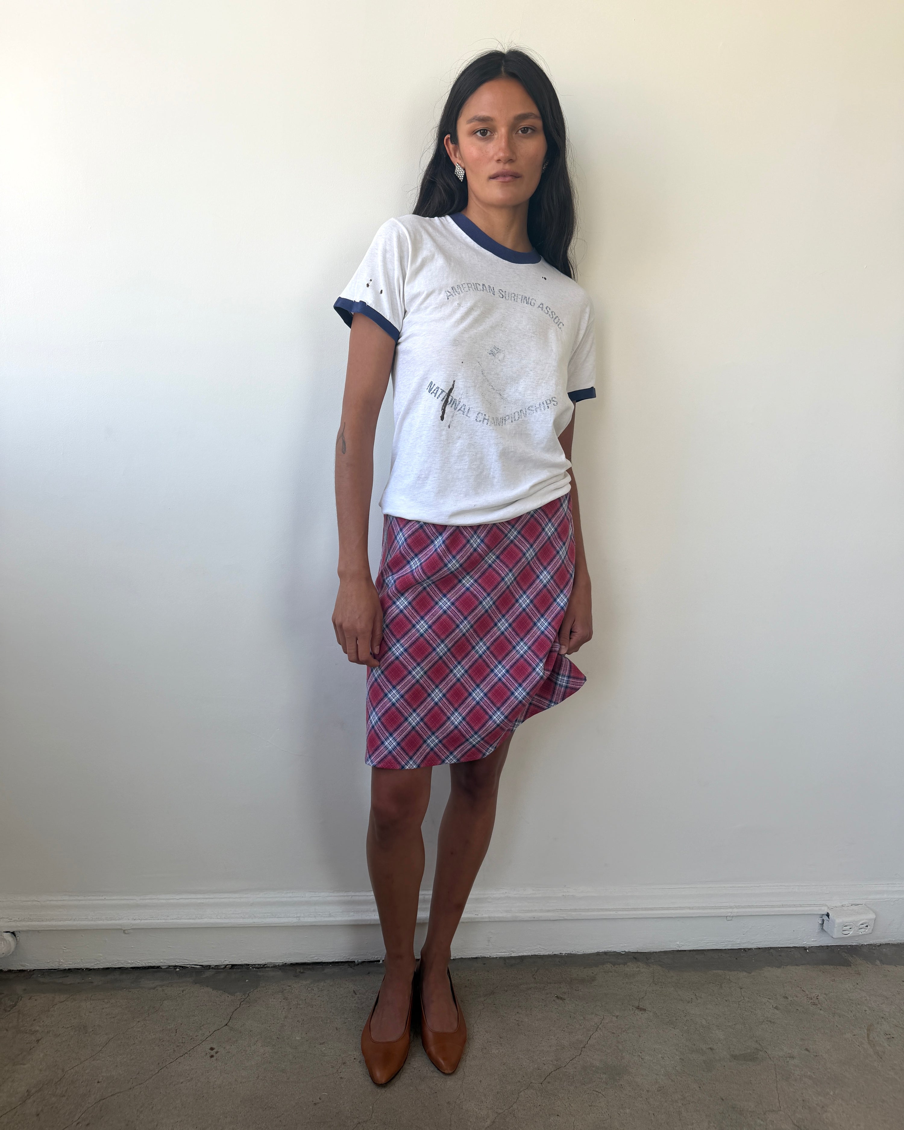 The 90's Bias Mini Skirt Red Plaid
