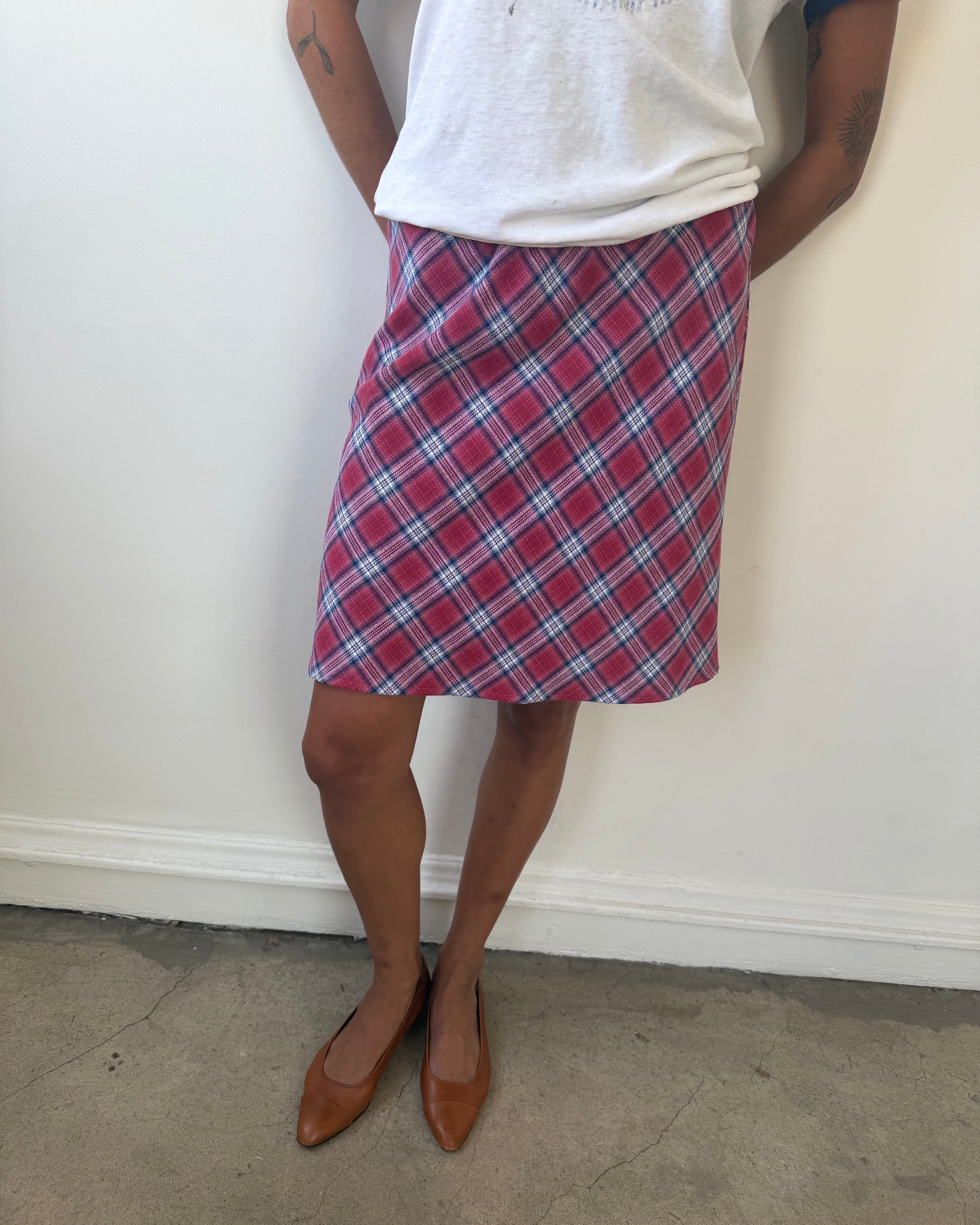 The 90's Bias Mini Skirt Red Plaid