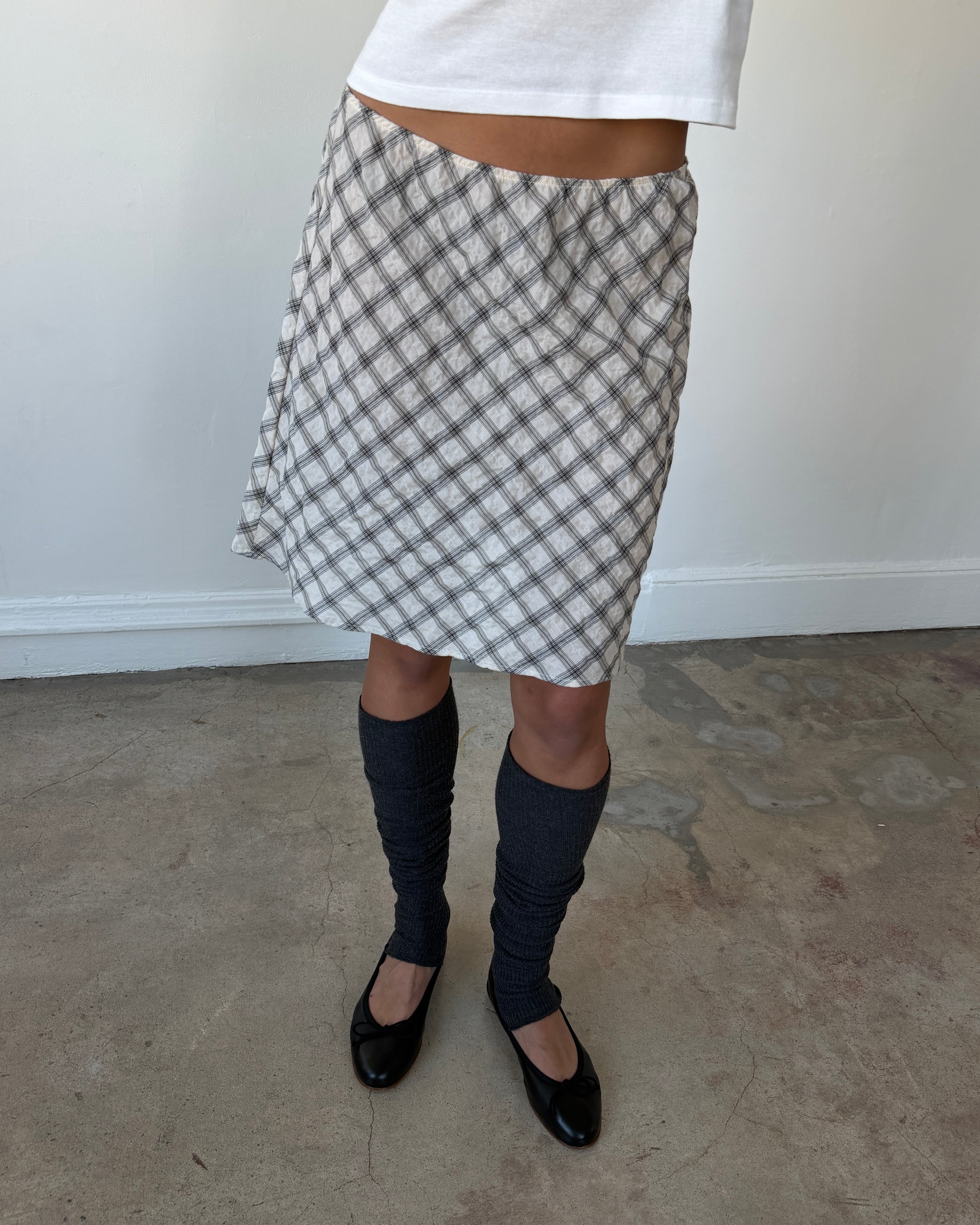 The 90's Bias Mini Skirt White and Black Plaid