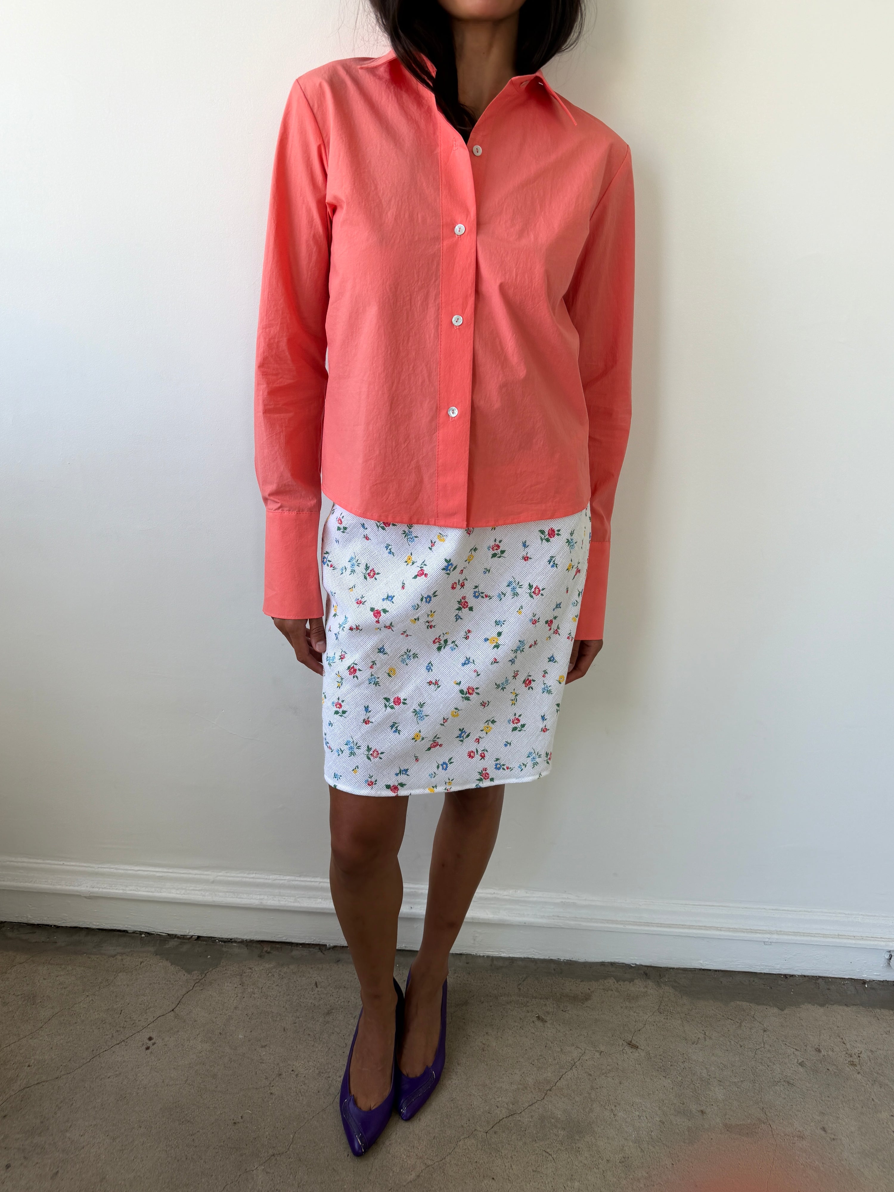 The 90's Bias Mini Skirt White Floral 2.0