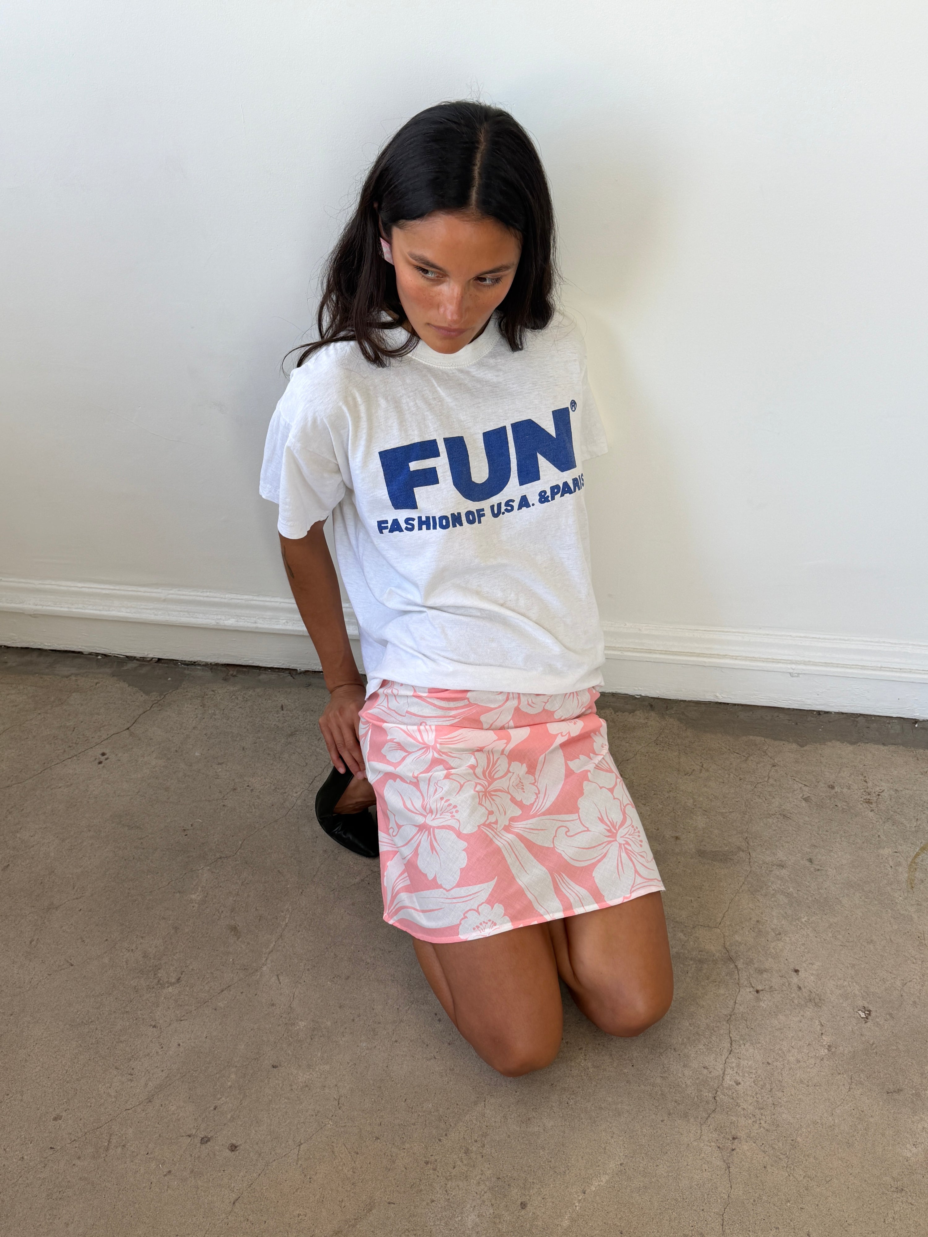 The 90's Bias Mini Skirt Hibiscus