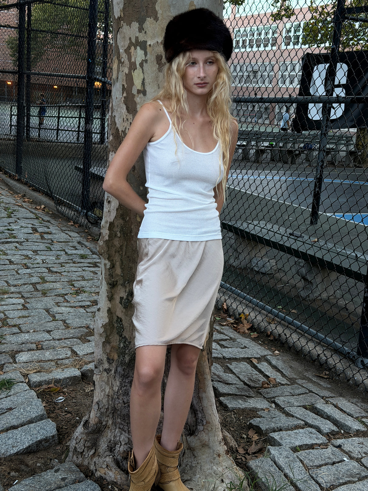 The 90's Bias Mini Skirt Fawn