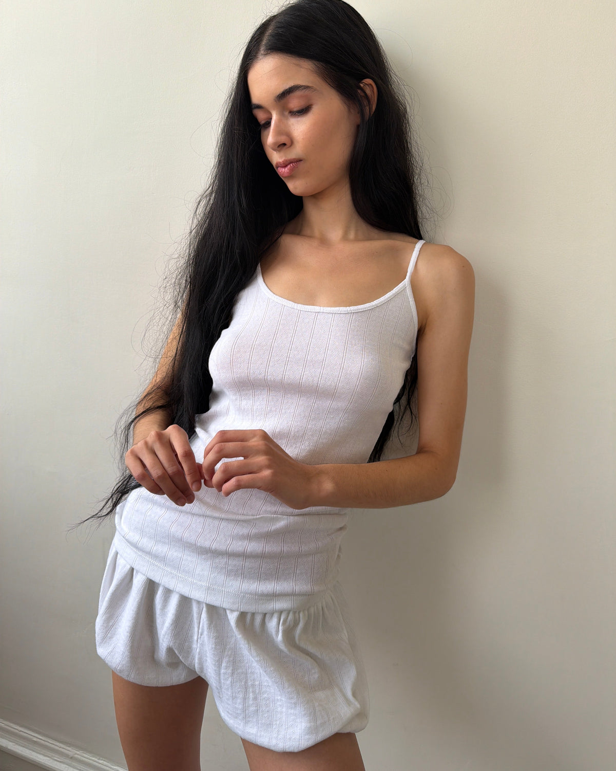 Starla White Pointelle Tank Top