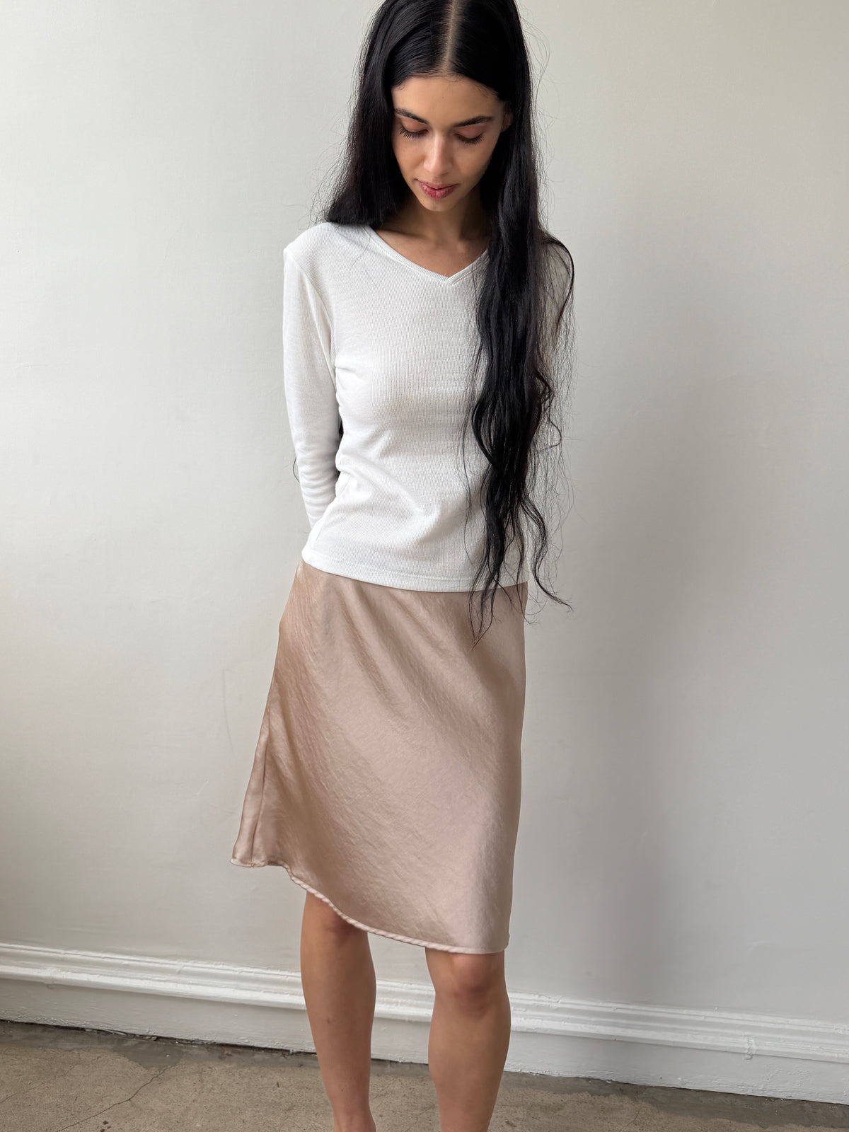 The Hiro V-Neck White Pointelle Tee