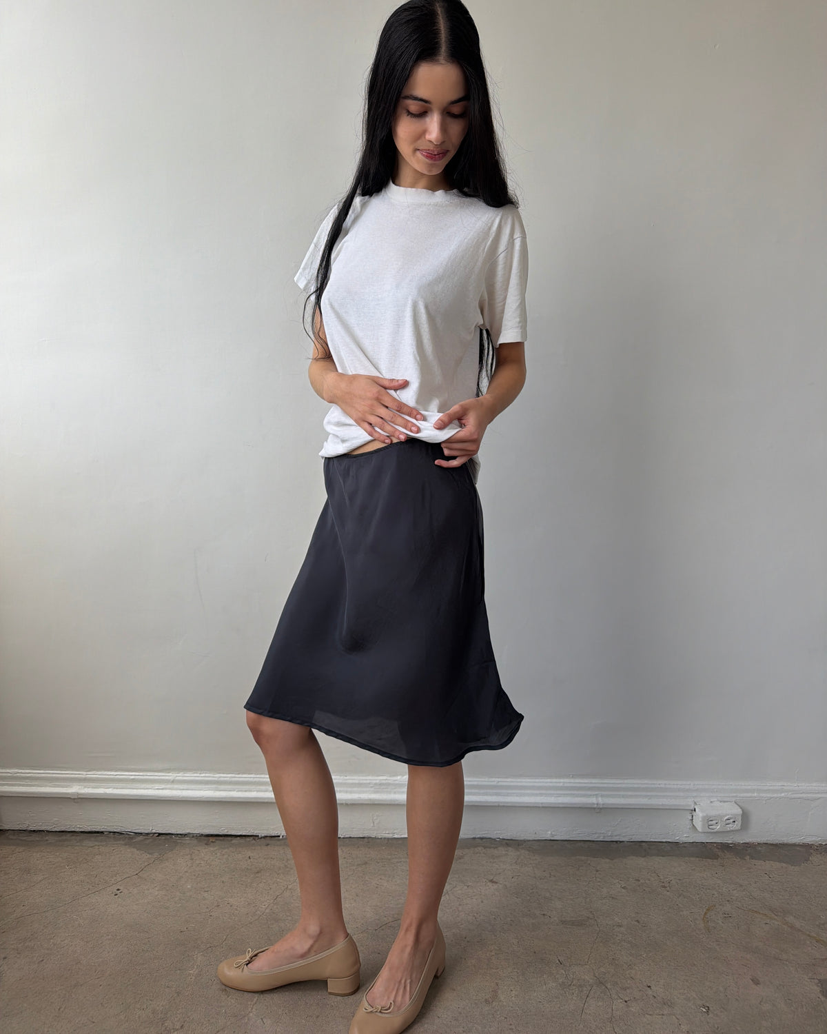 The 90's Bias Mini Skirt Charcoal