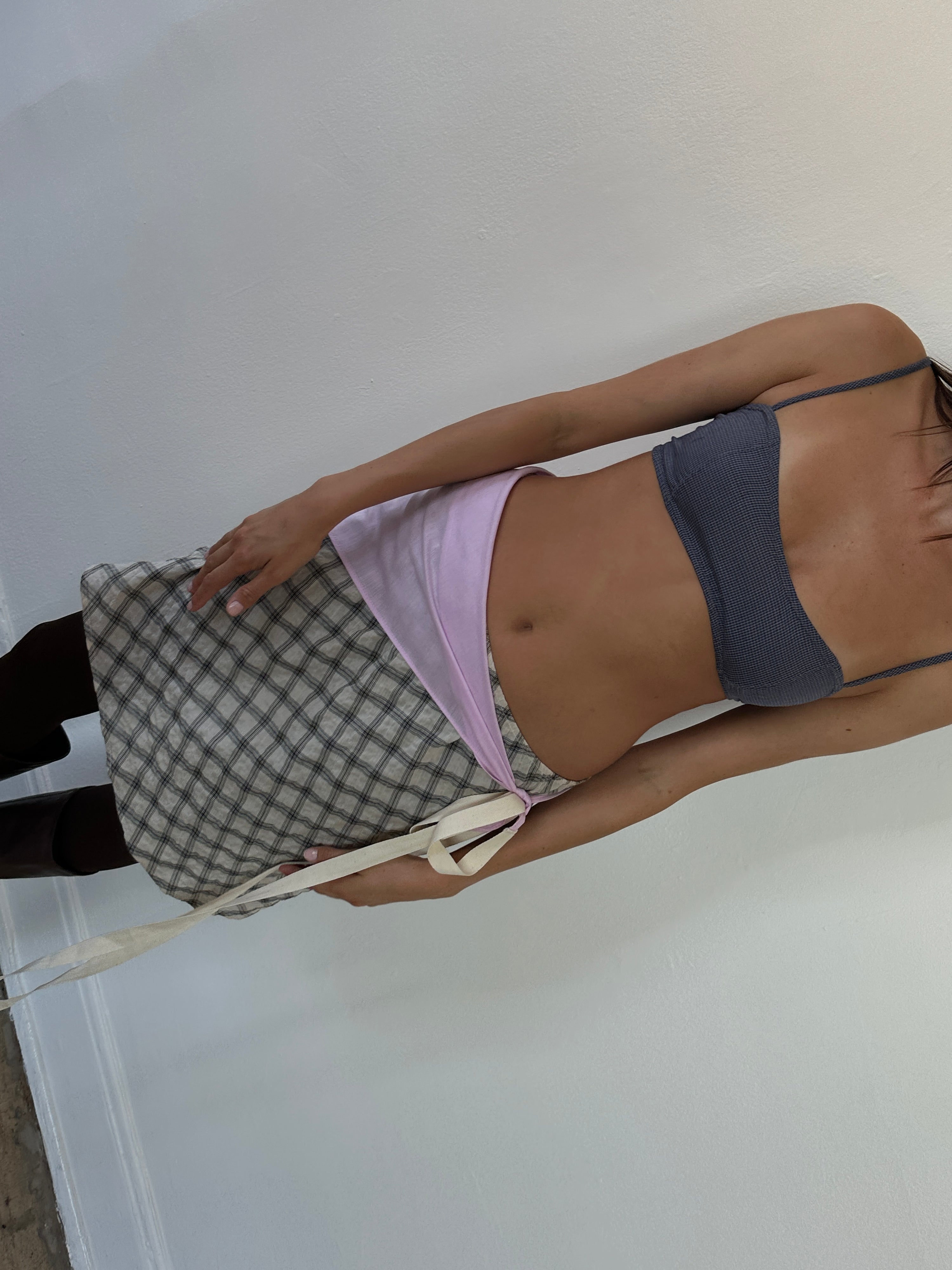 The 90's Bias Mini Skirt White and Black Plaid