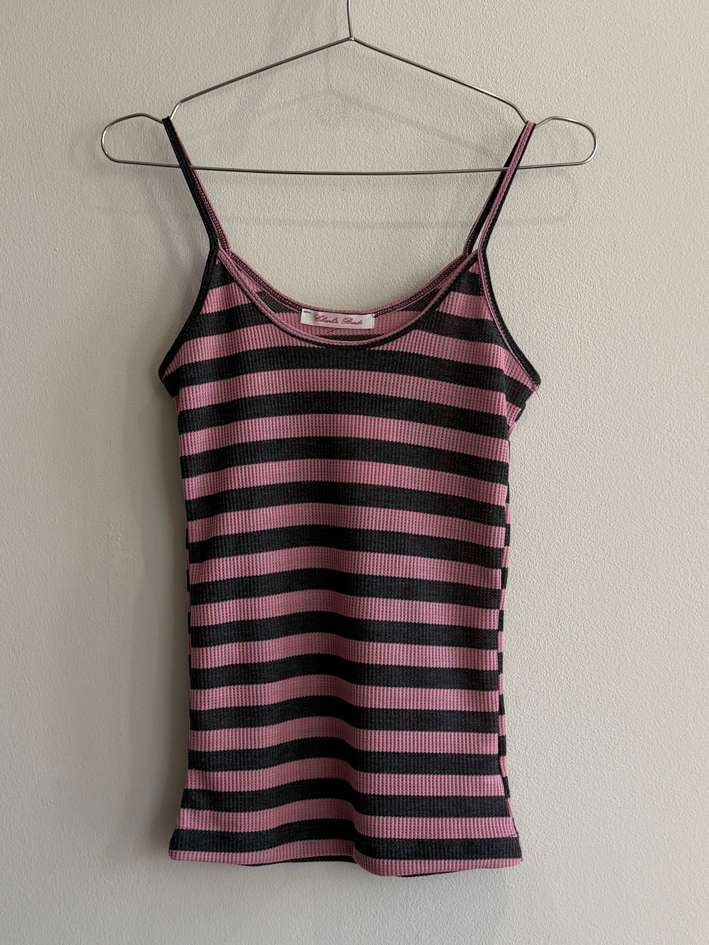 Starla Pink and Grey Waffle Tank Top