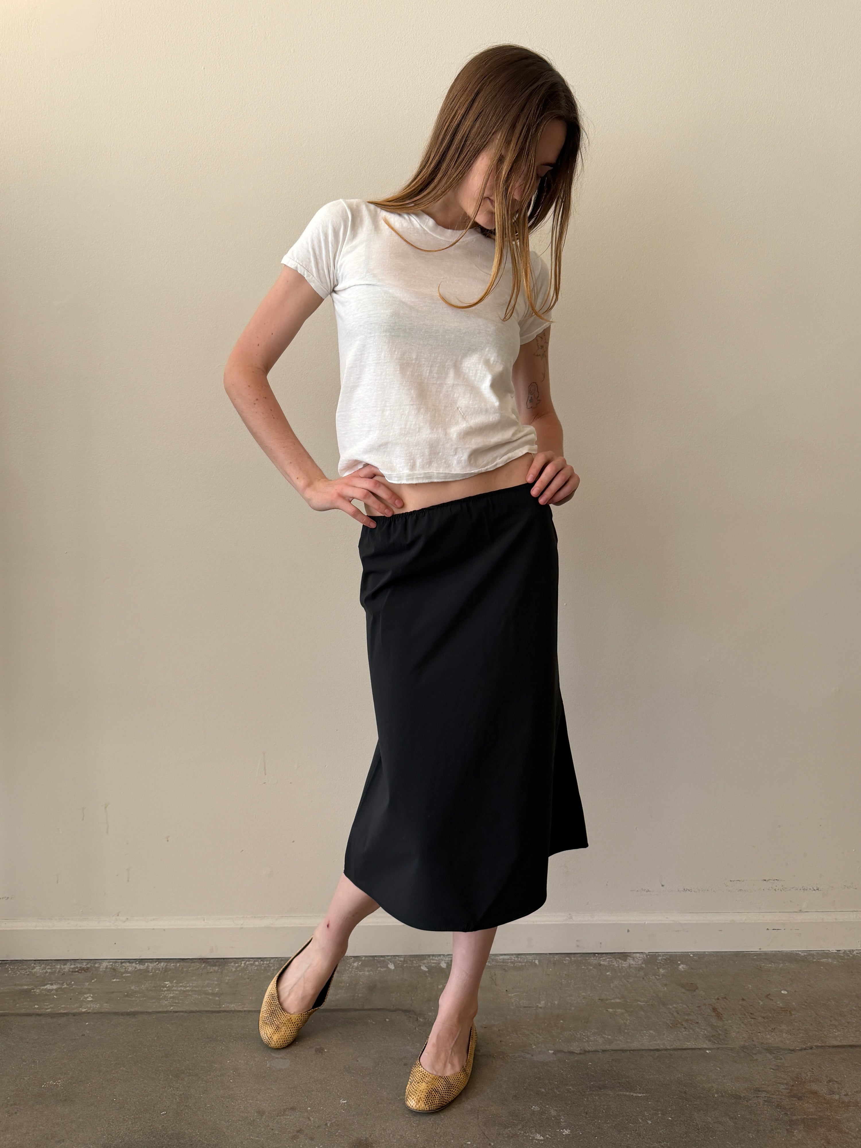 The 90's Bias Skirt Black Nylon