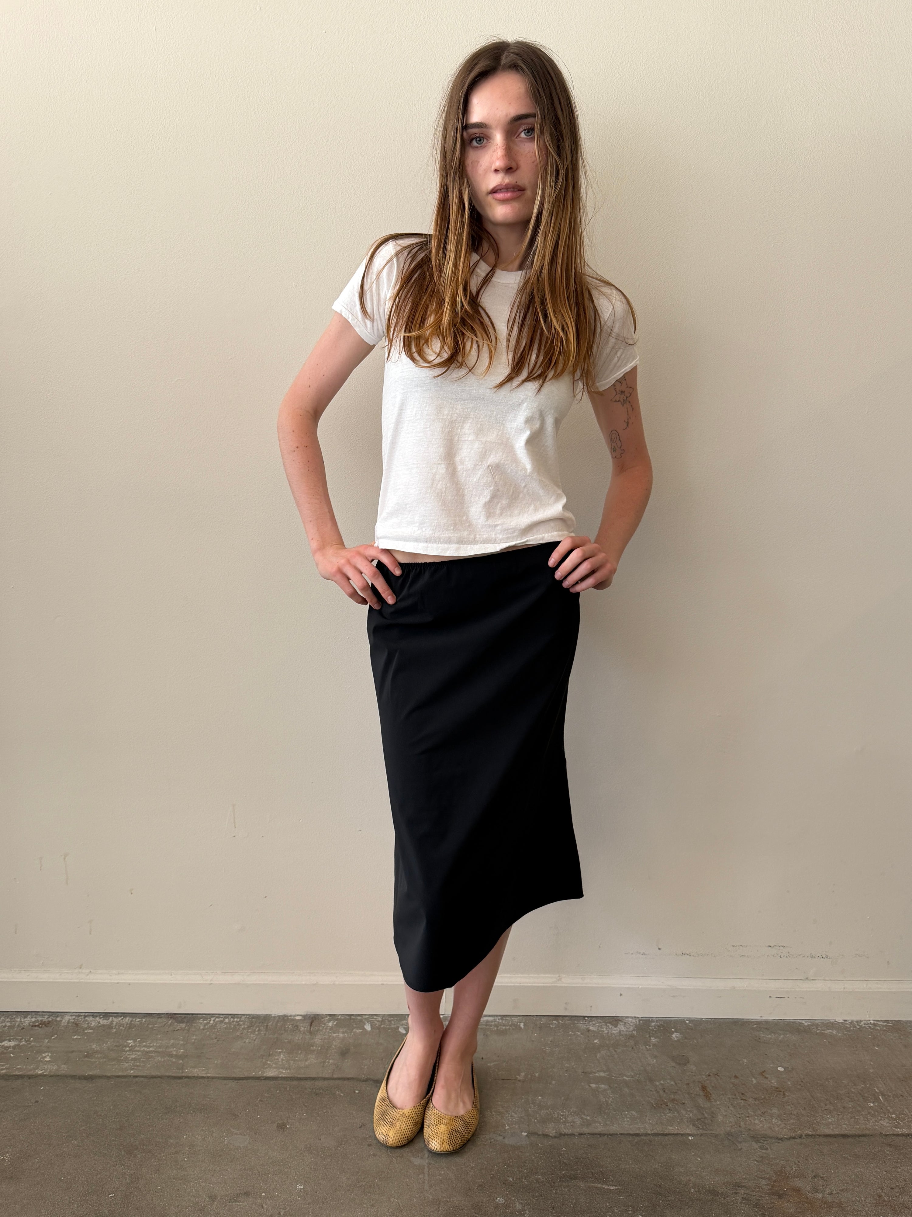 The 90's Bias Skirt Black Nylon