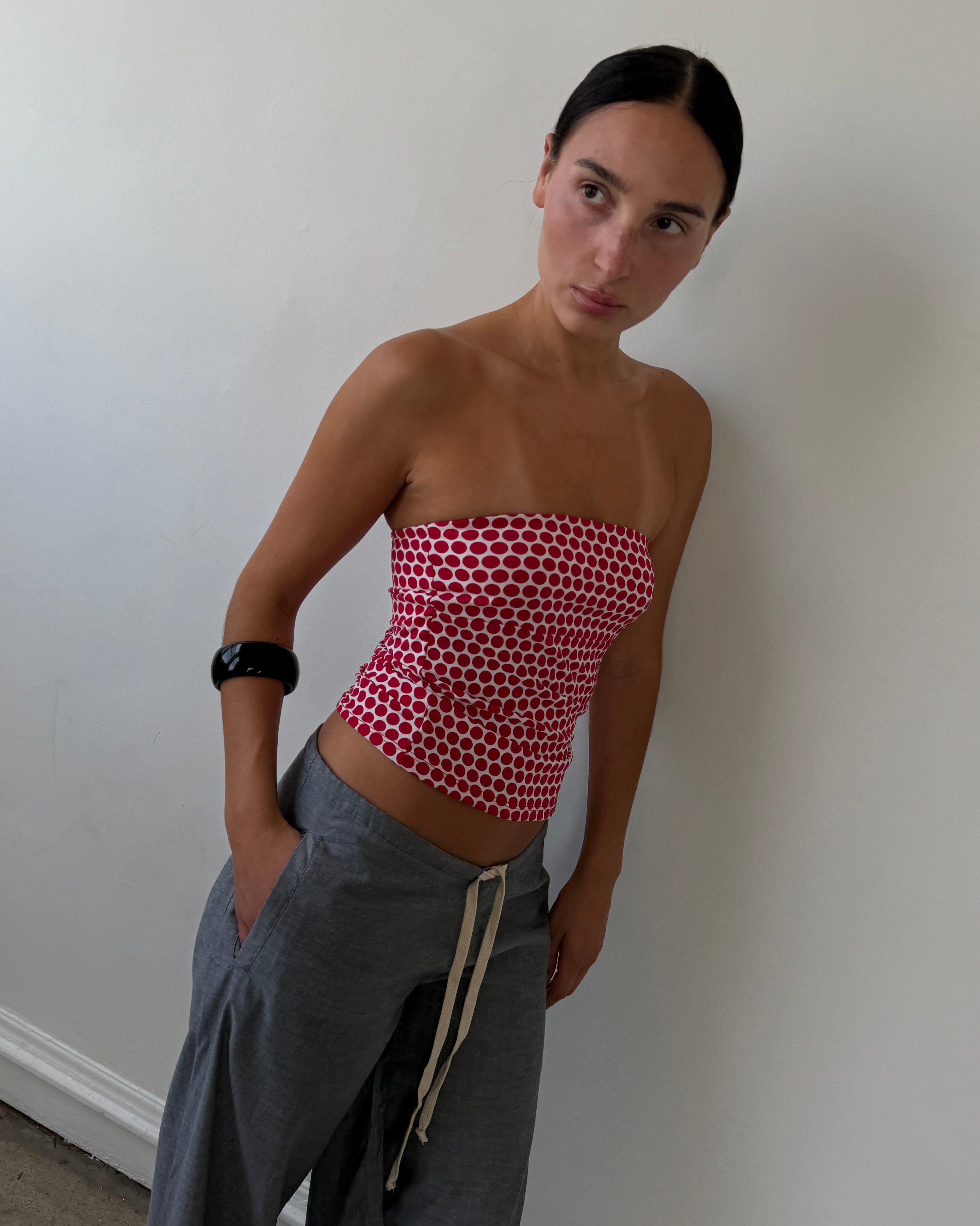Tube Top Red Polka Dot
