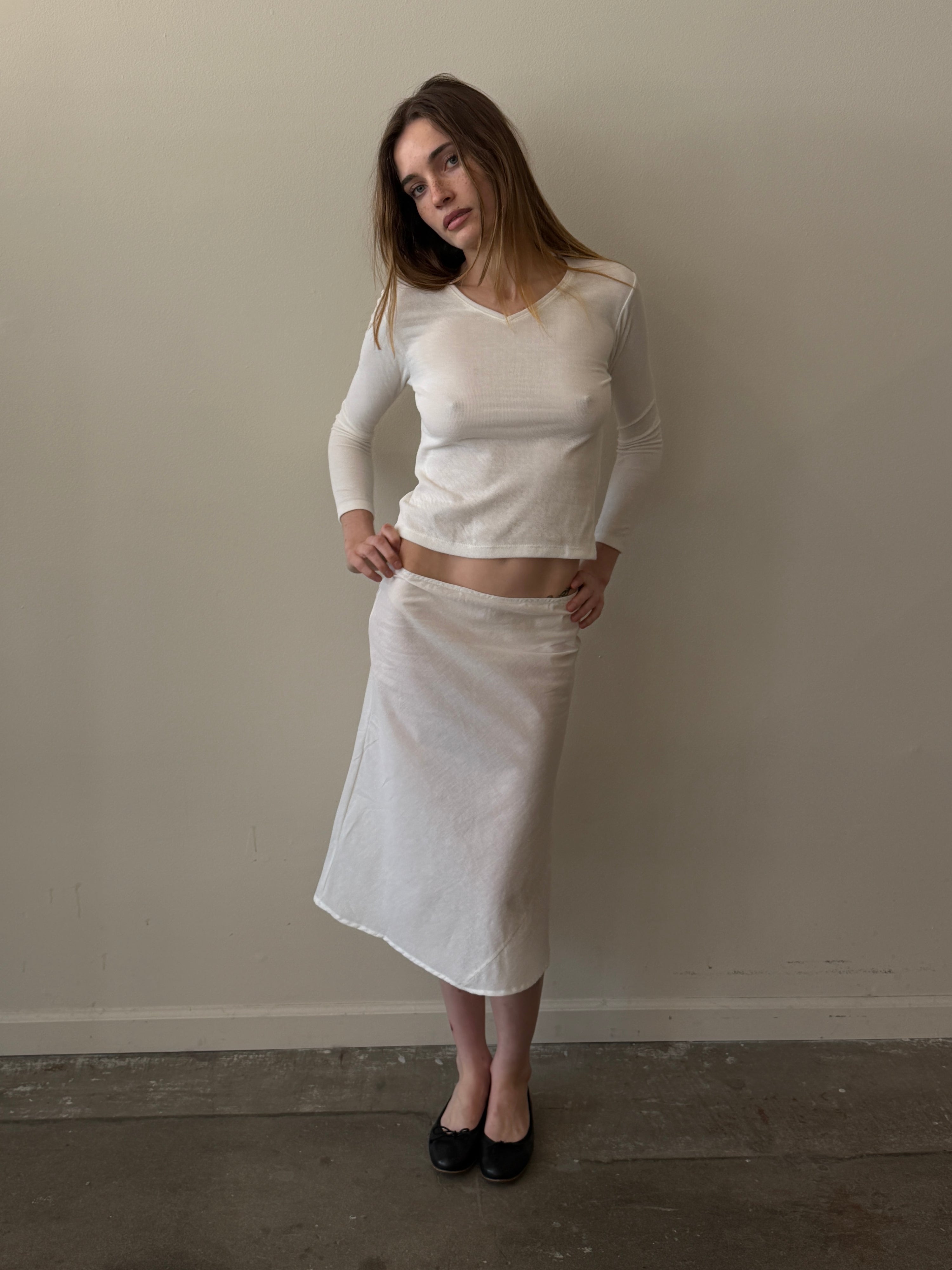 The 90's Bias Skirt White