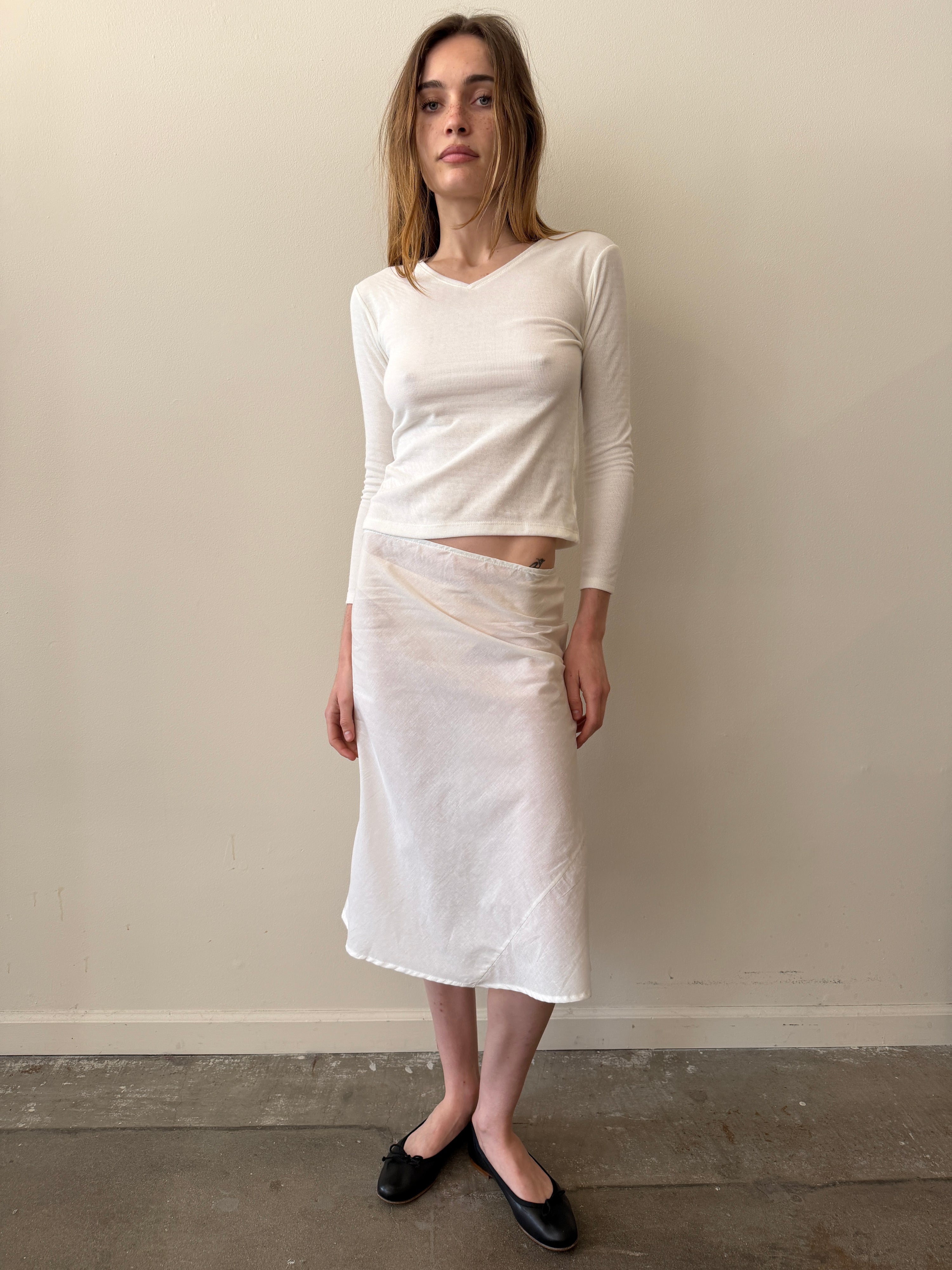 The 90's Bias Skirt White