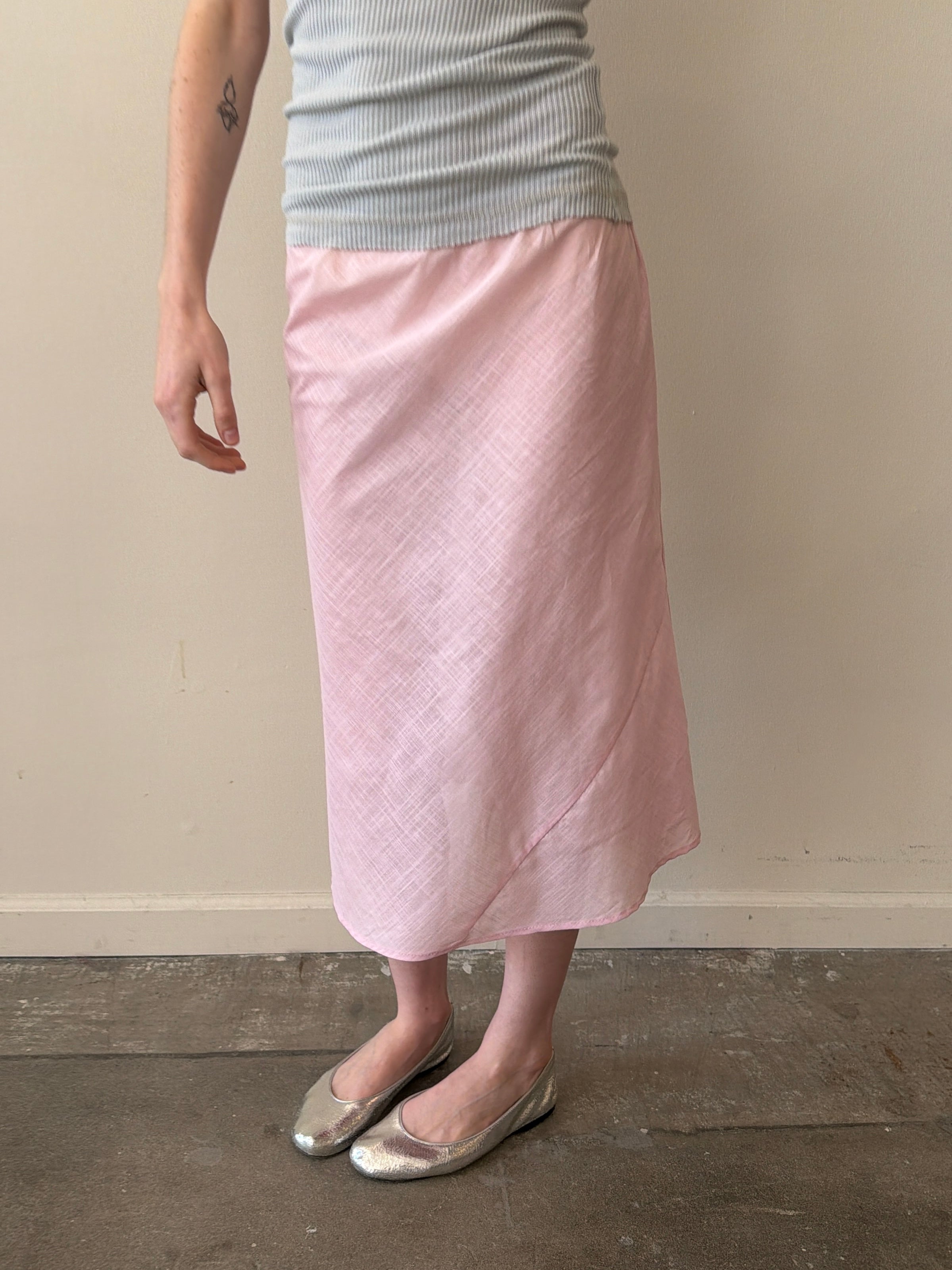 The 90's Bias Skirt Pink Linen