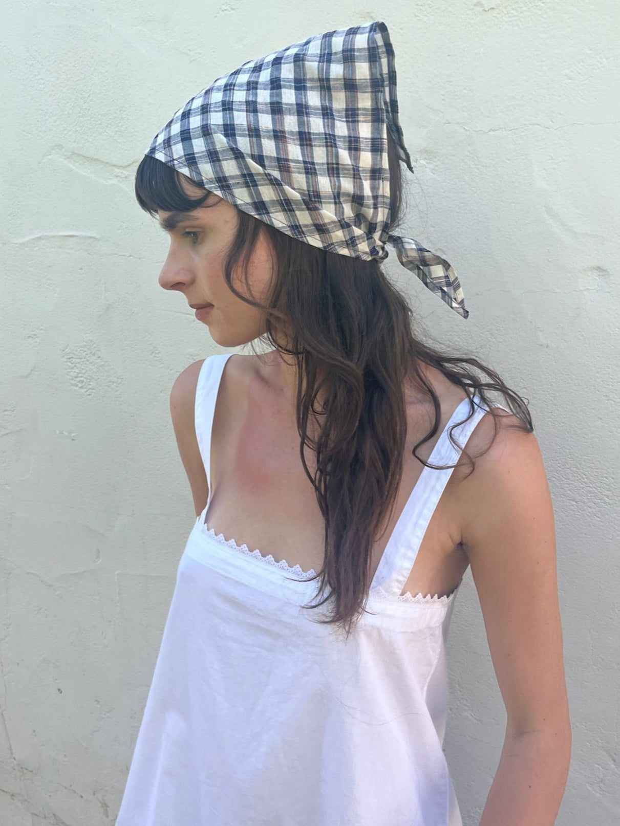 Headscarf Navy Plaid