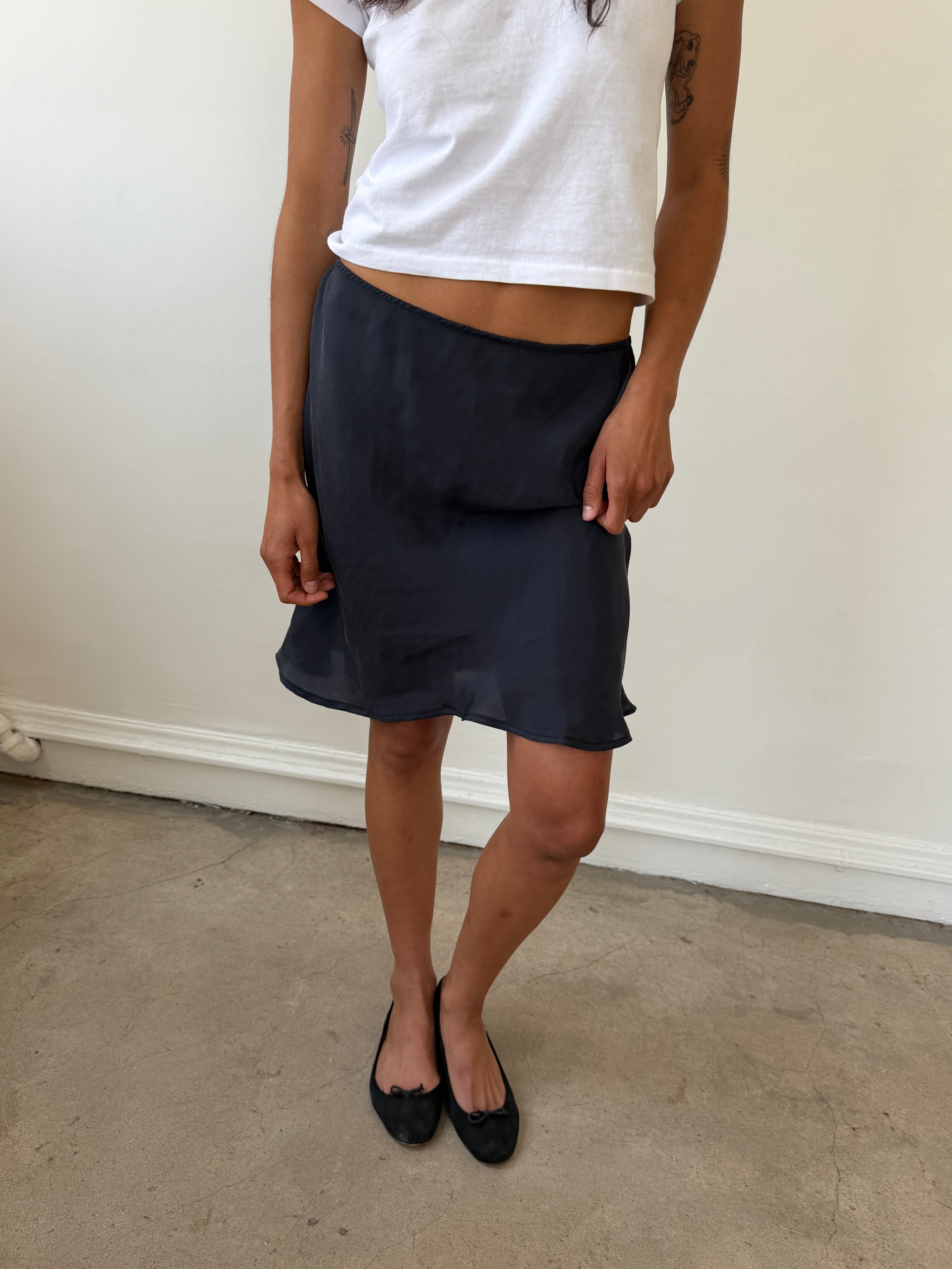 The 90's Bias Mini Skirt Charcoal