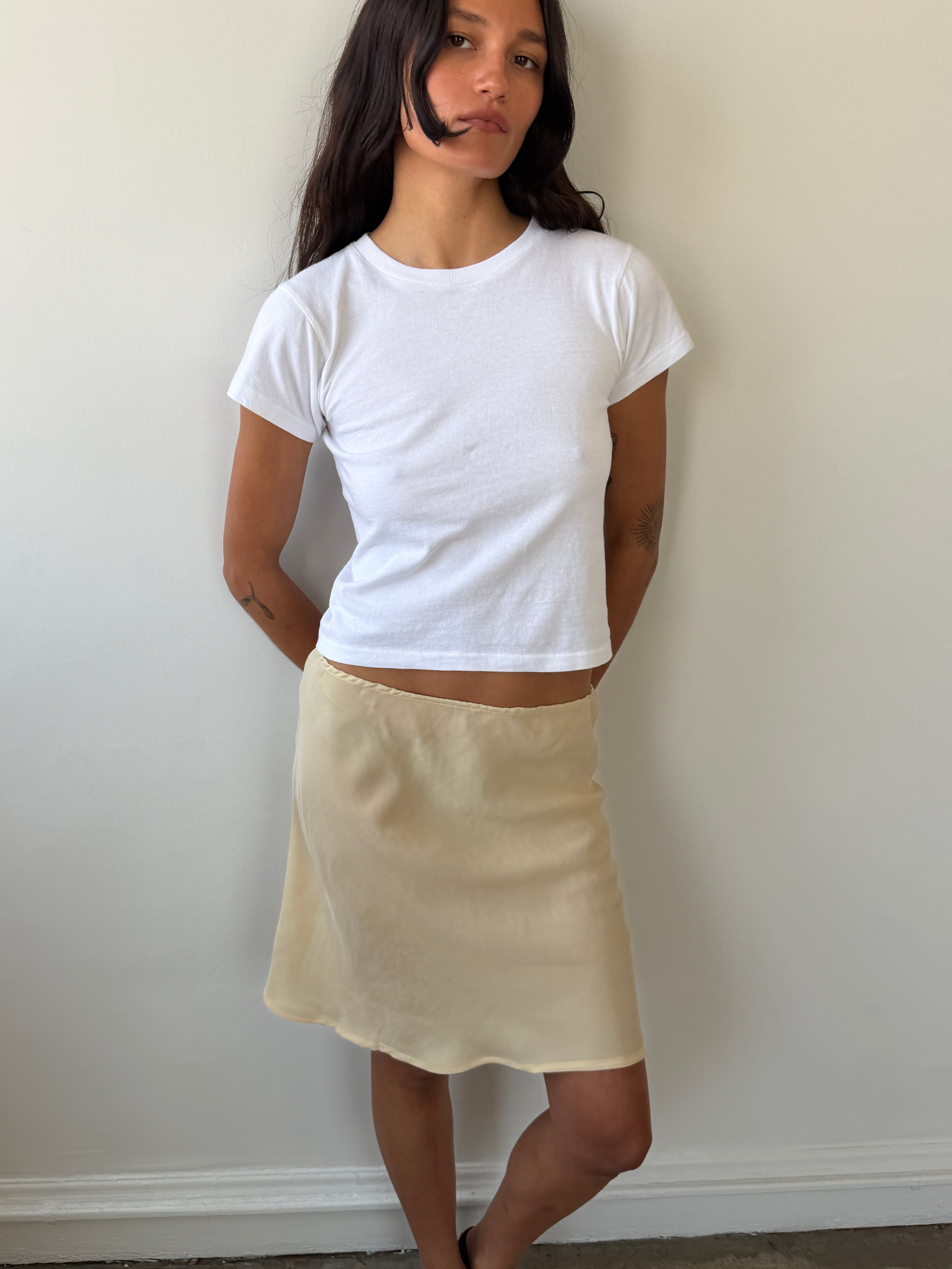 The 90's Bias Mini Skirt Butter Yellow