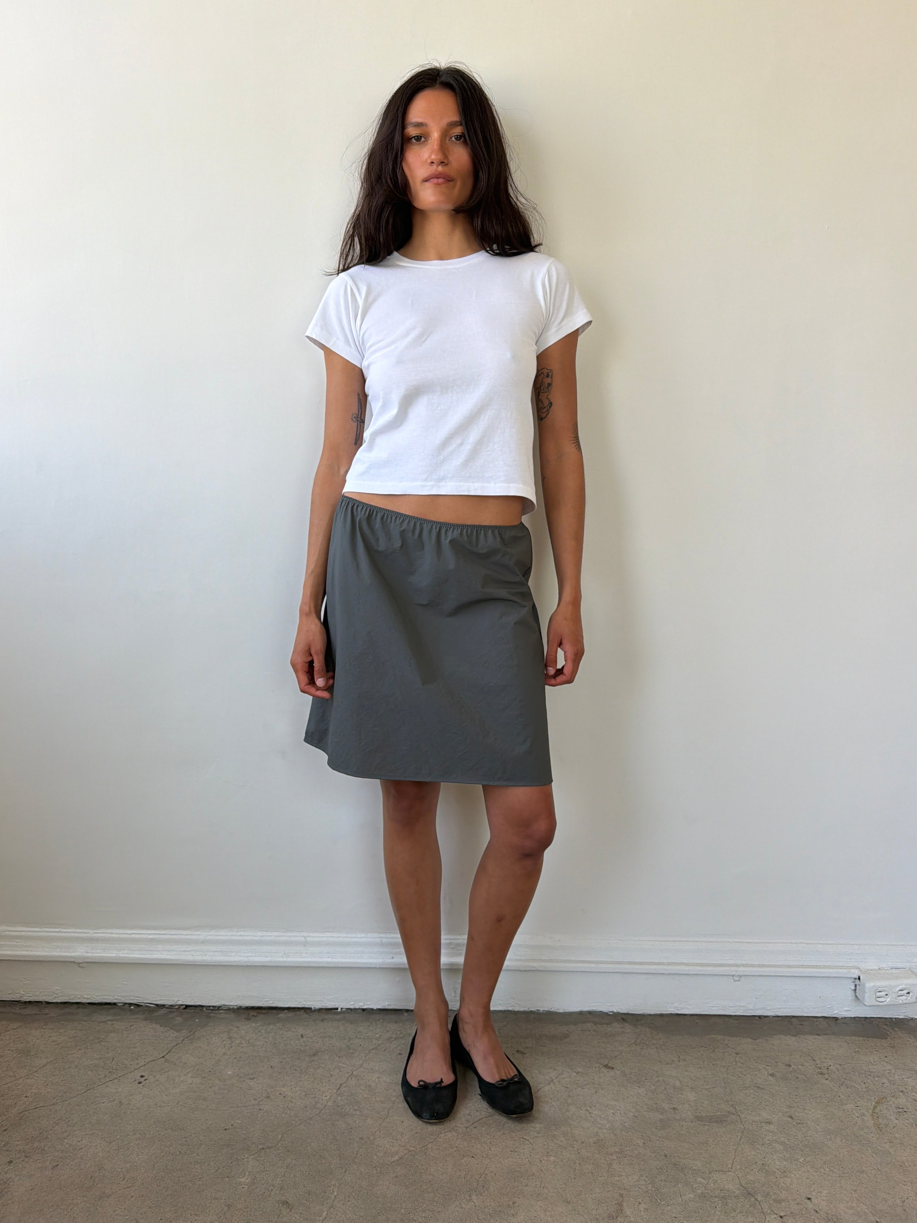 The 90's Bias Mini Skirt Grey Nylon