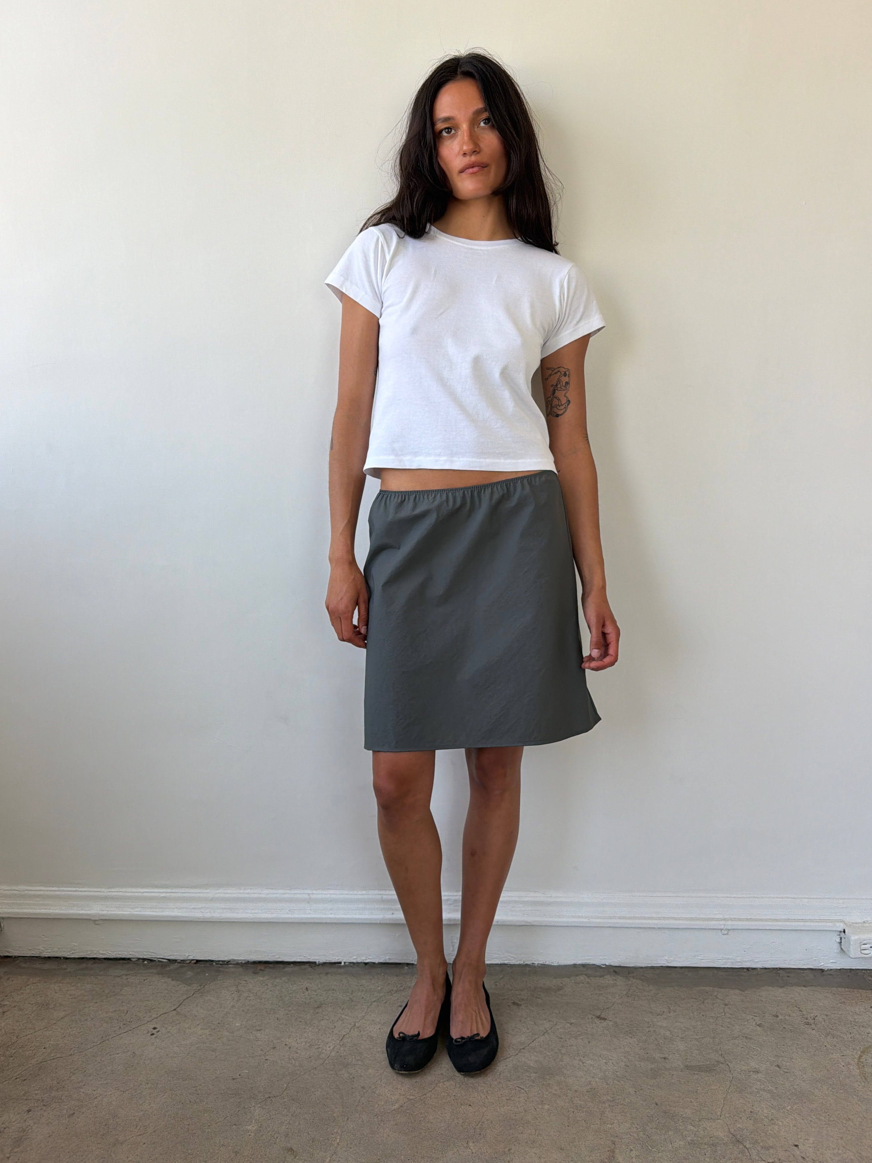 The 90's Bias Mini Skirt Grey Nylon