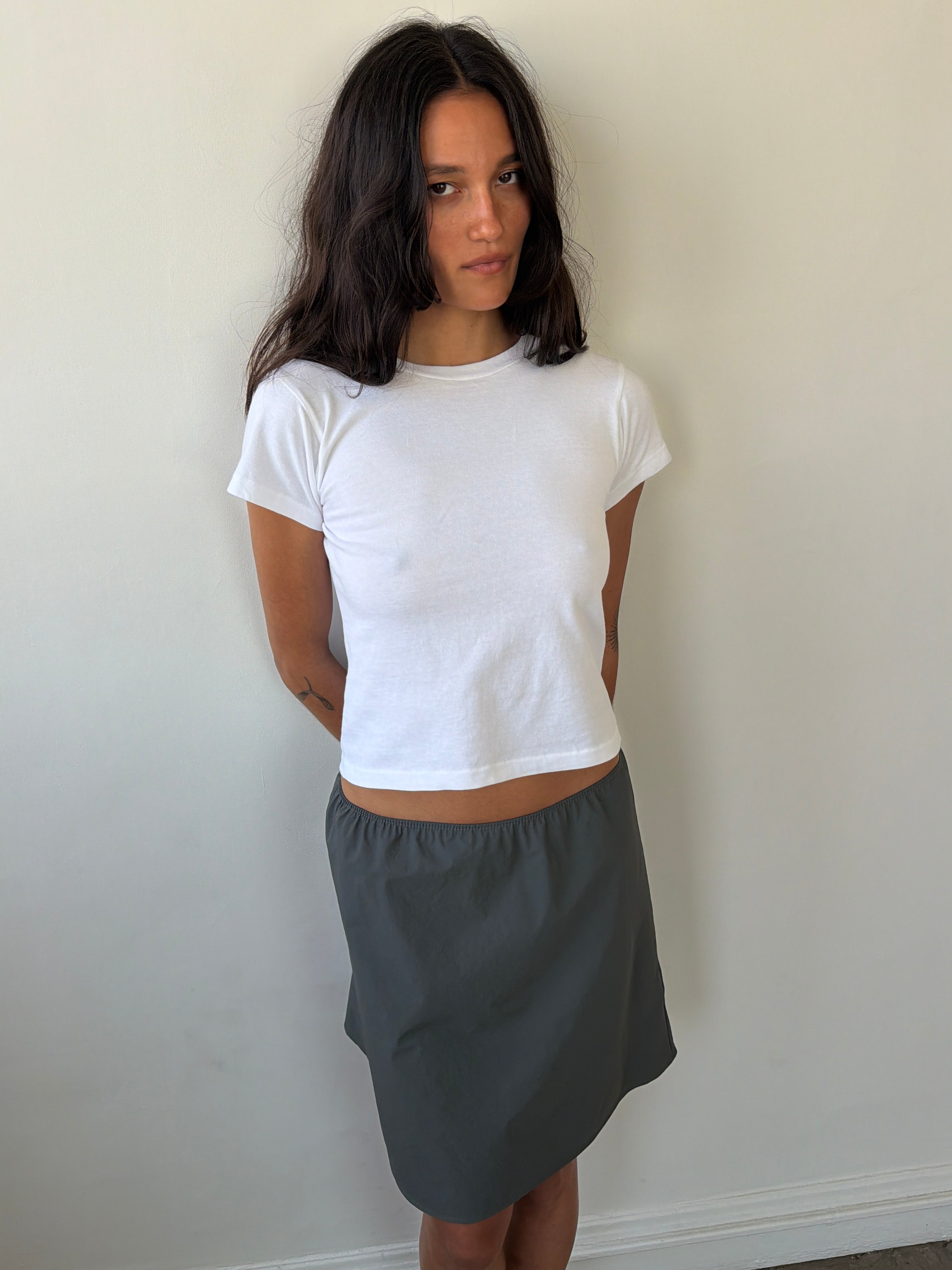 The 90's Bias Mini Skirt Grey Nylon