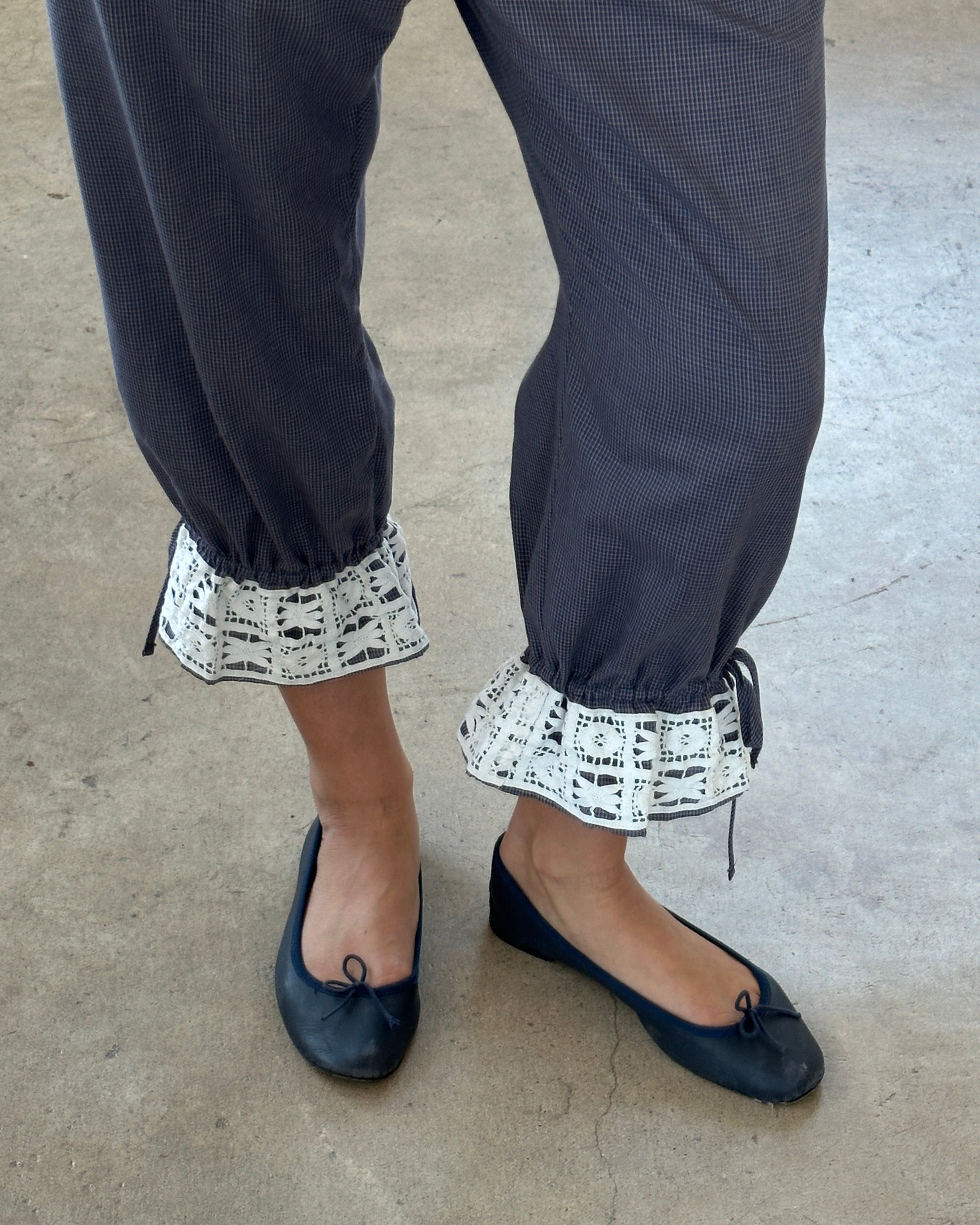 Capri Bloomer Navy Plaid Lace