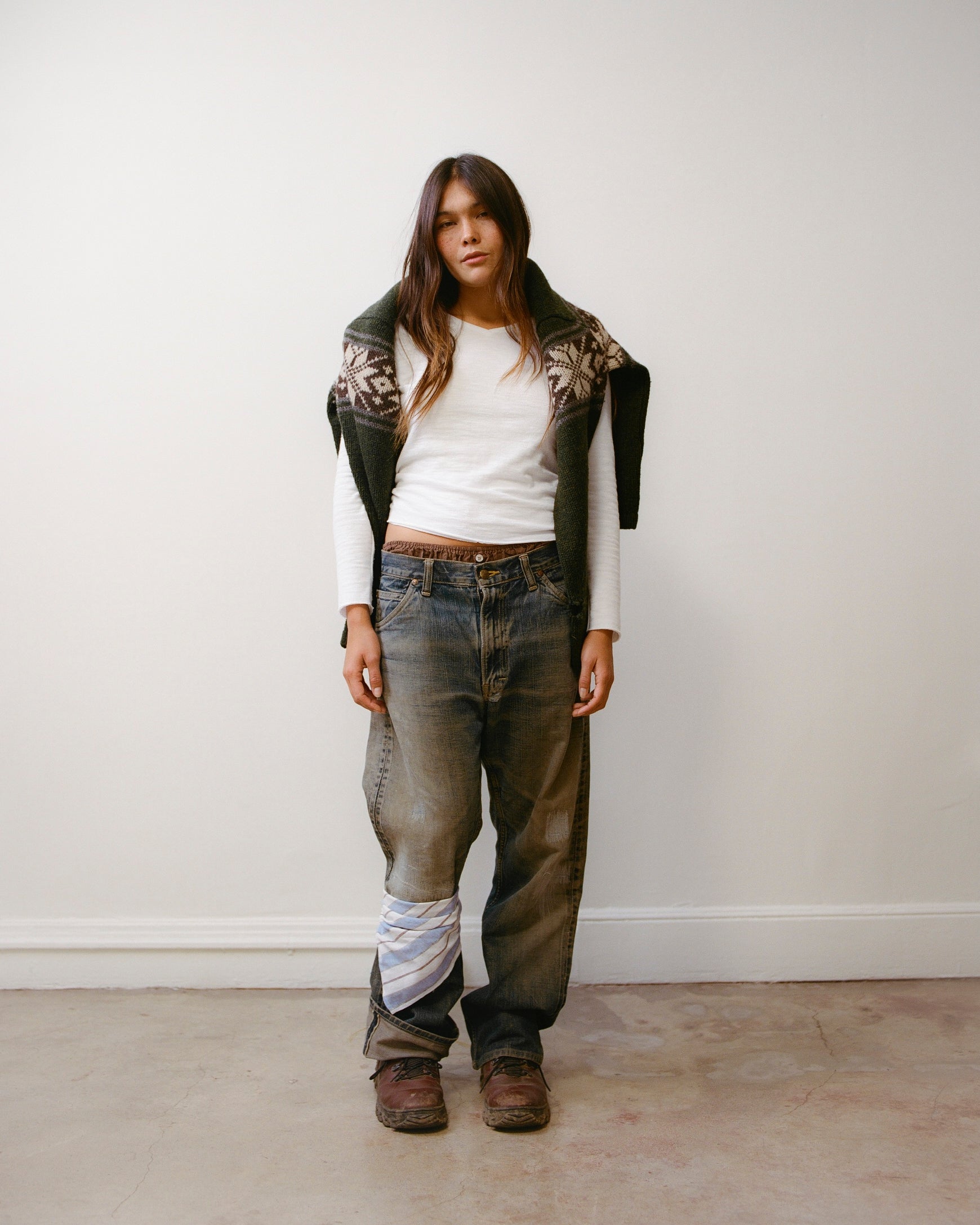 The Hiro V-Neck White Pointelle Tee