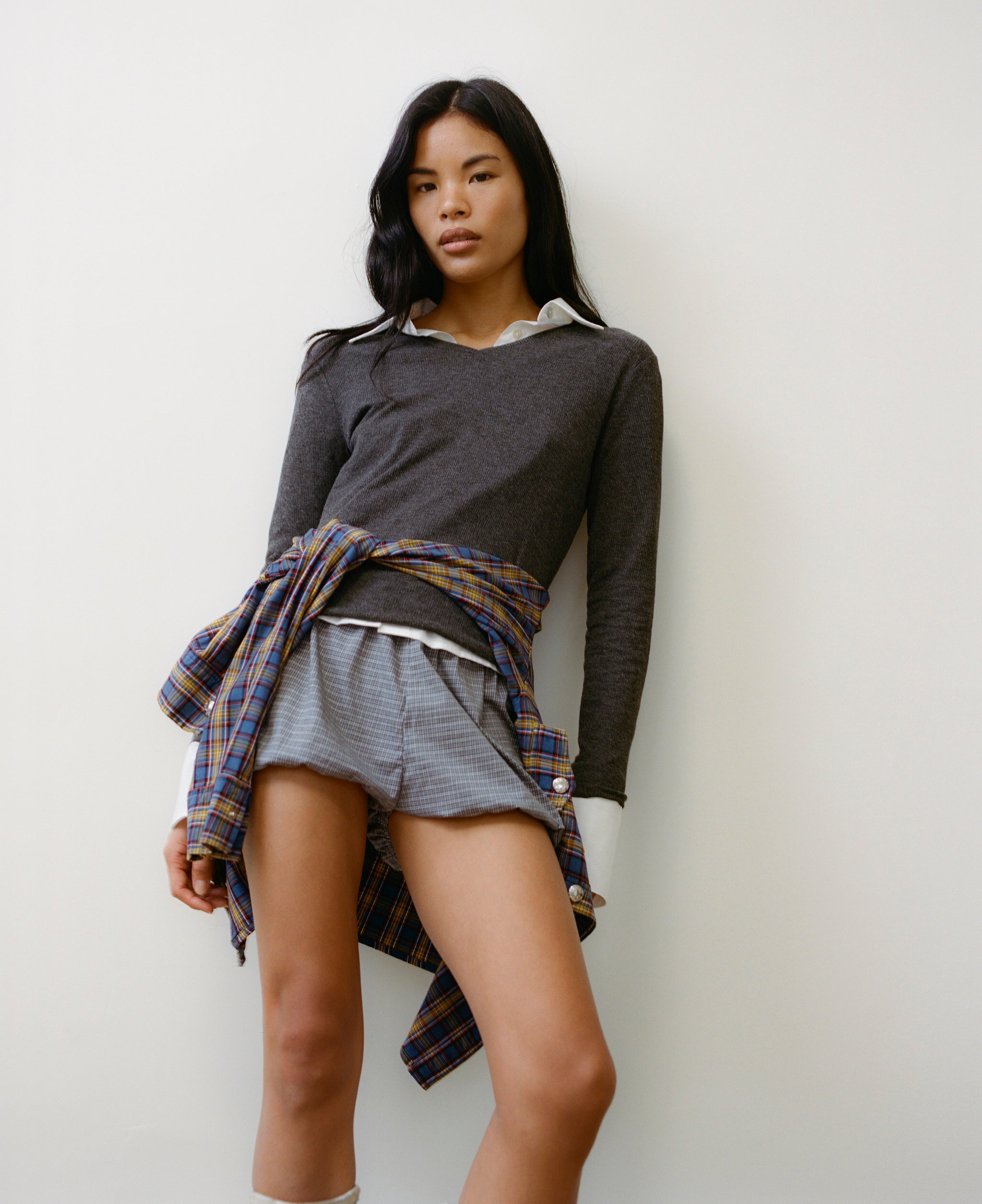 Babydoll Bloomer Grey Plaid