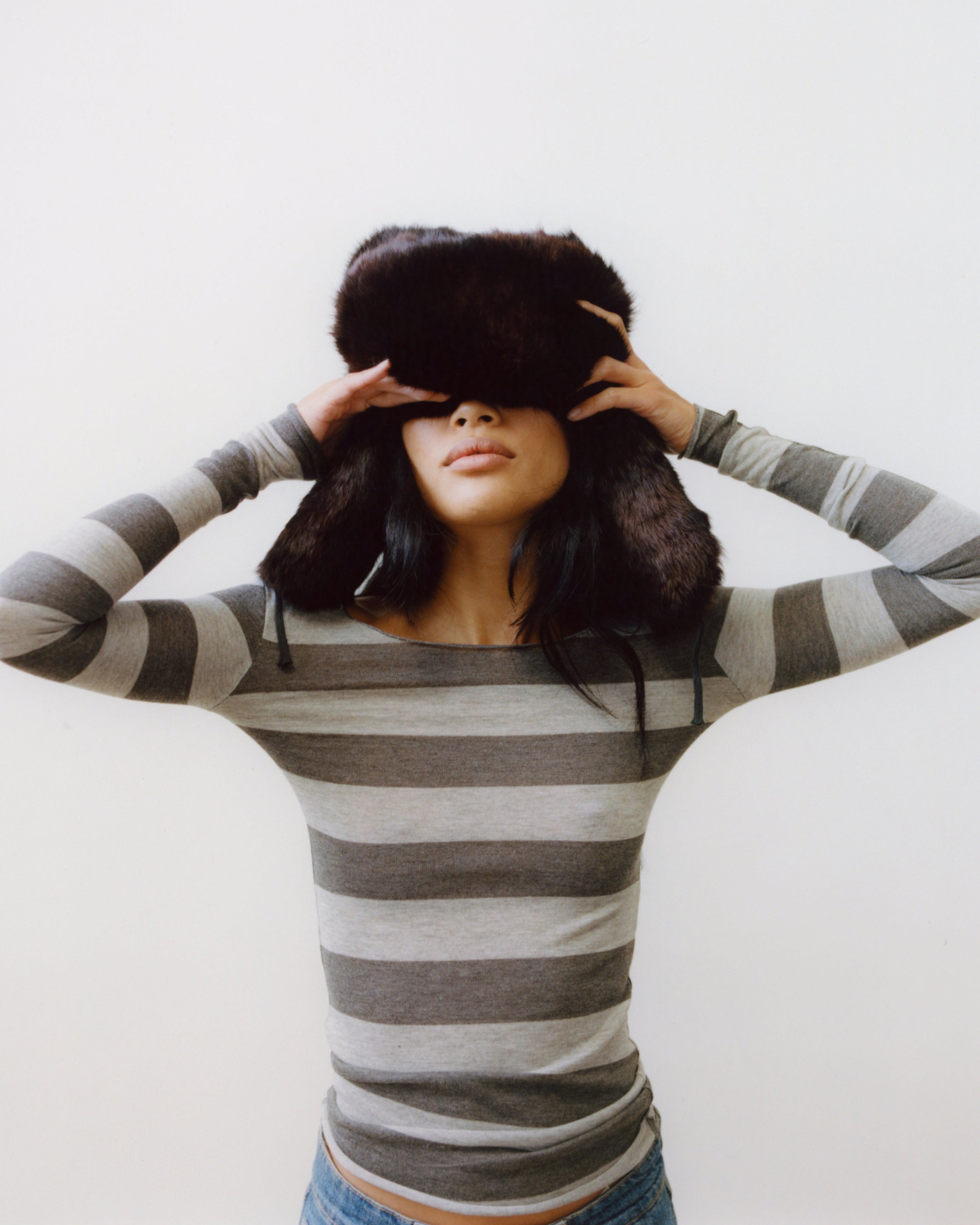 The Stretch Long Sleeve Black and Grey Stripe Tee