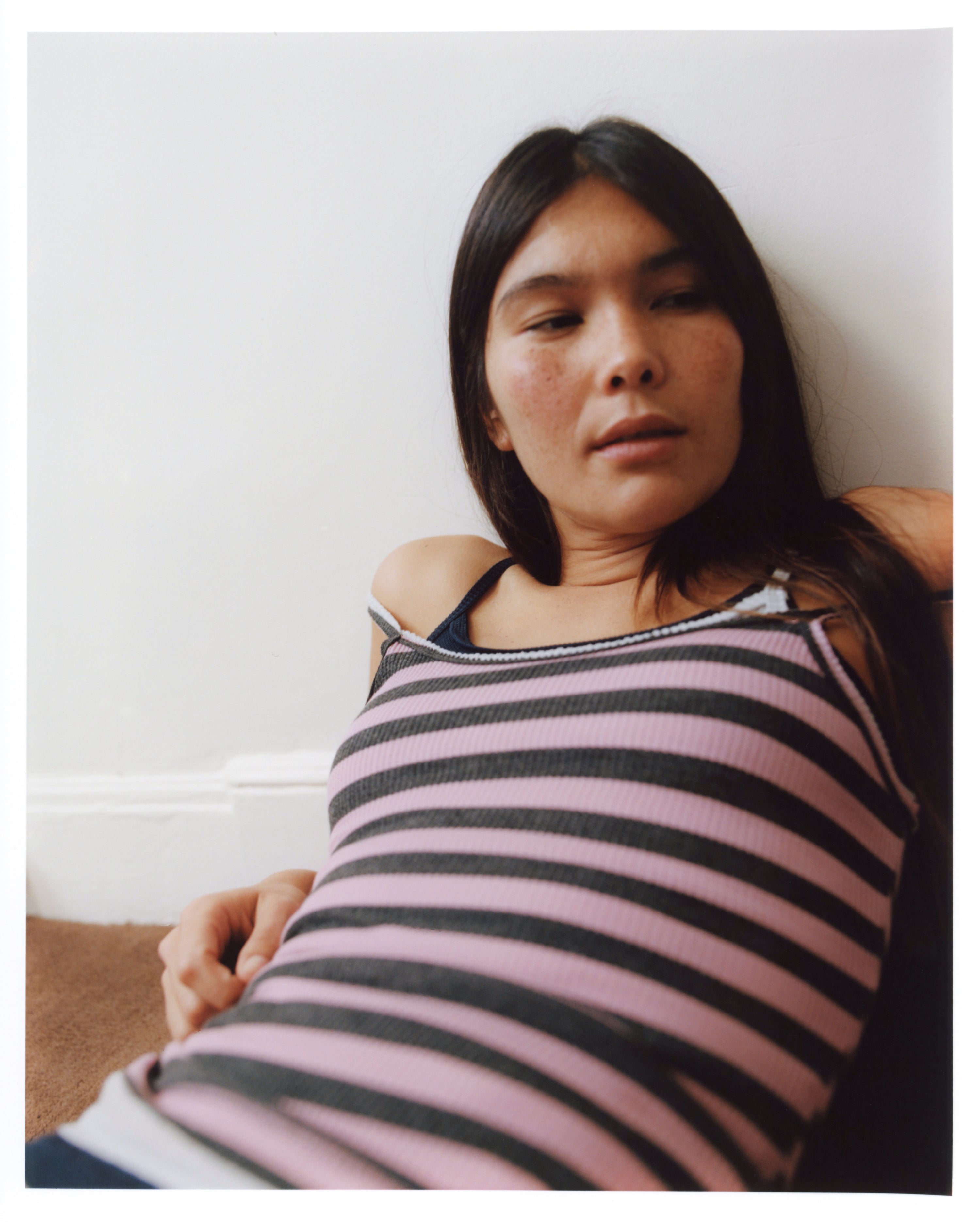 Starla Pink and Grey Waffle Tank Top